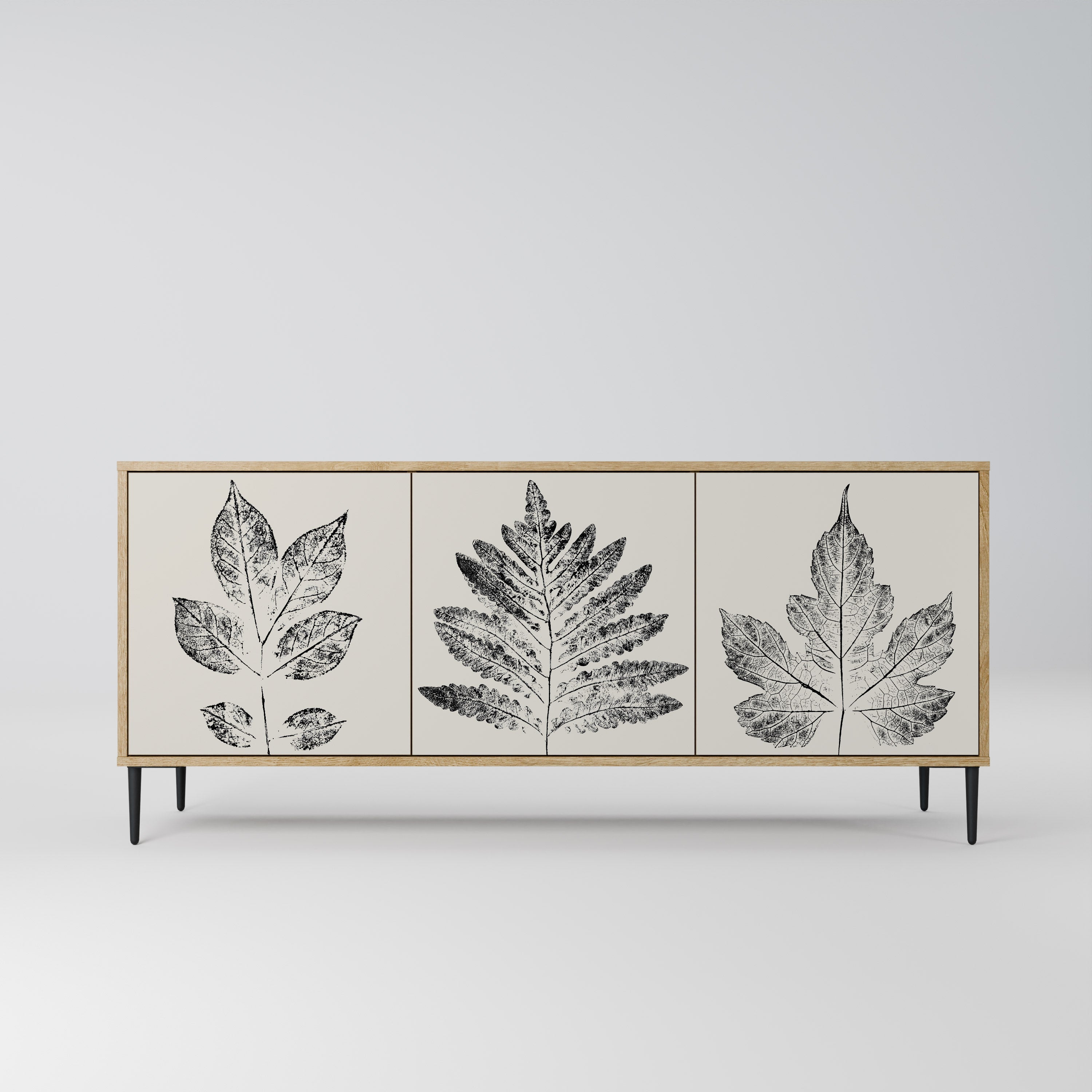 LEAFY STAMPS Aparador de 3 Portas em Efeito Carvalho