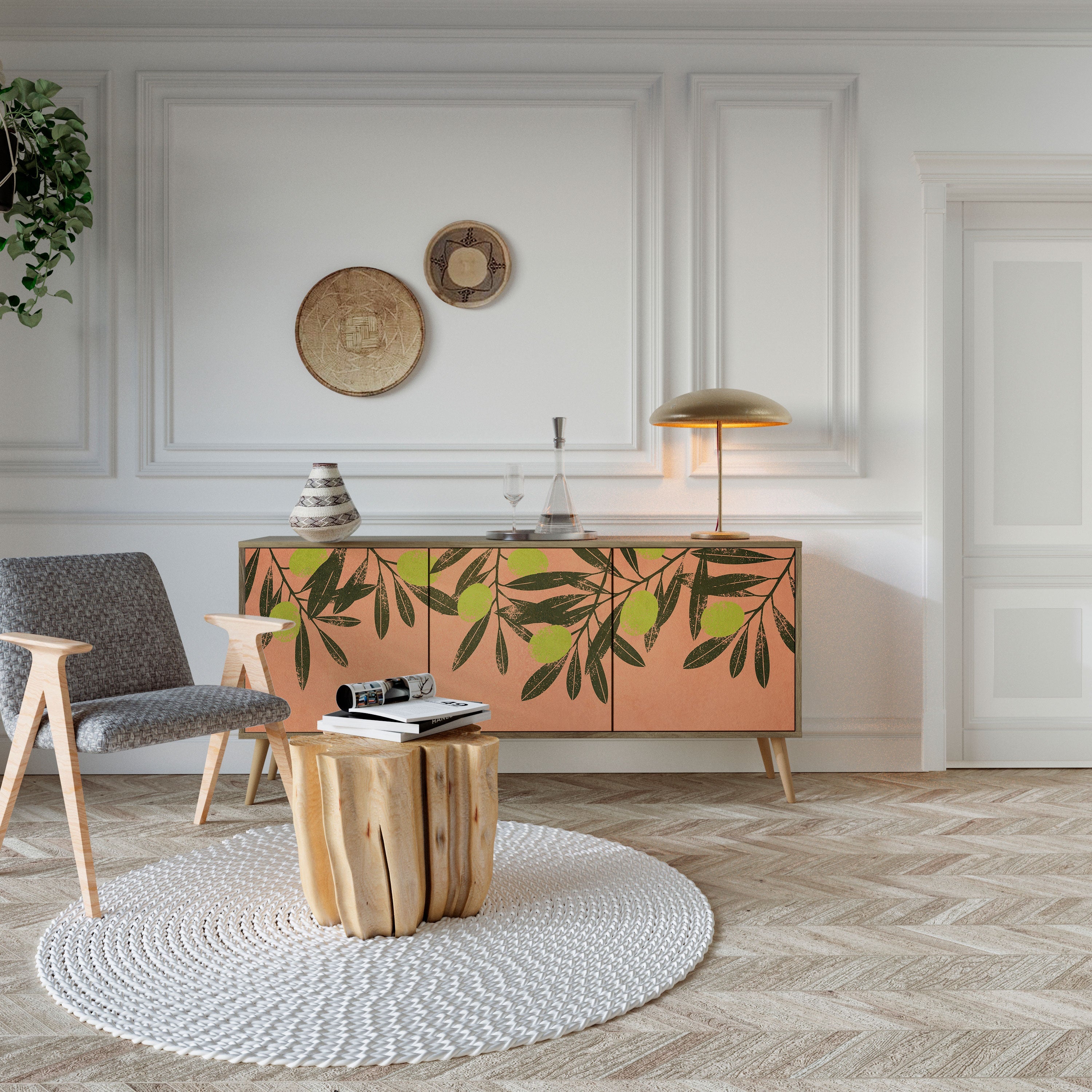 JUICY OLIVES Aparador de 3 Portas em Efeito Carvalho