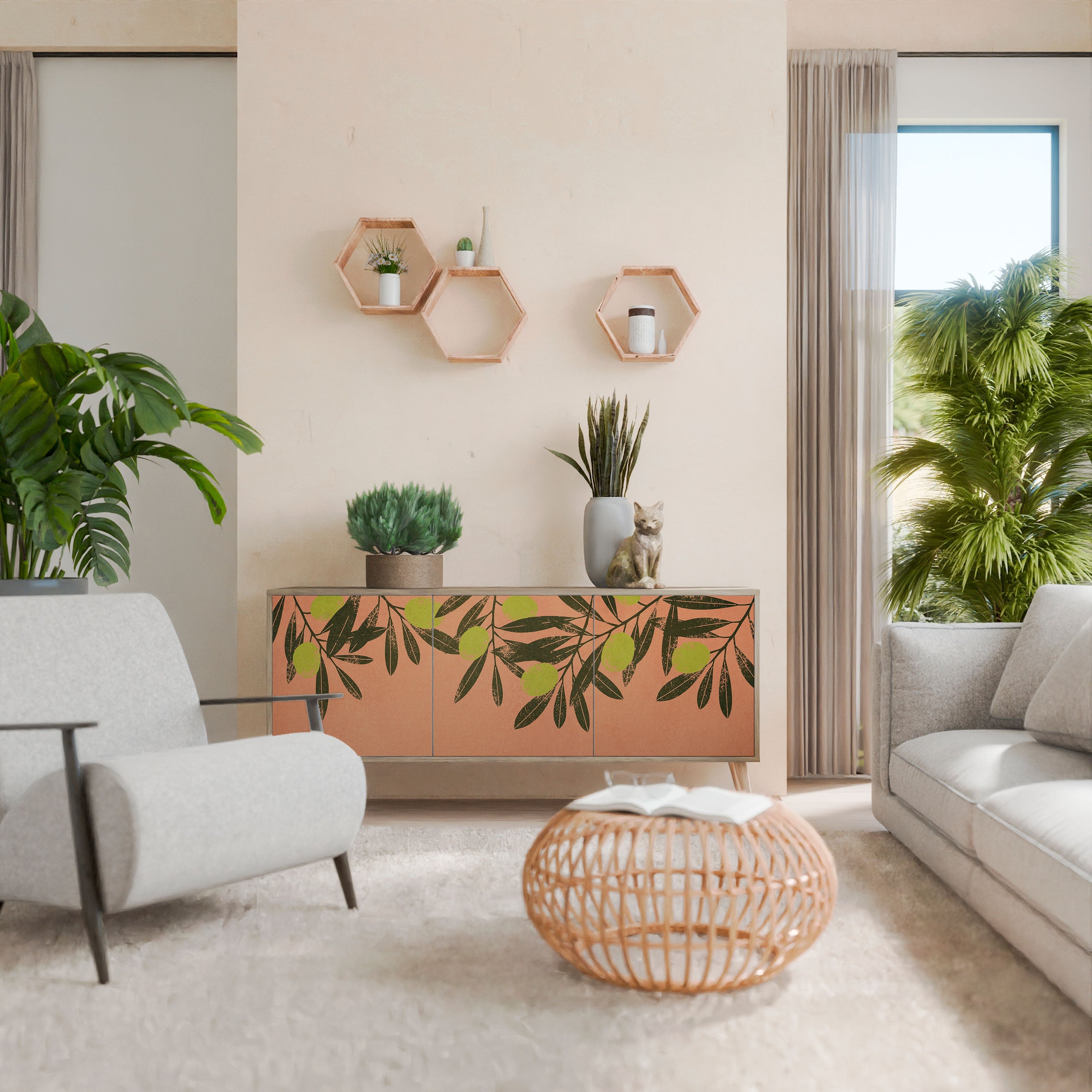 JUICY OLIVES Aparador de 3 Portas em Efeito Carvalho