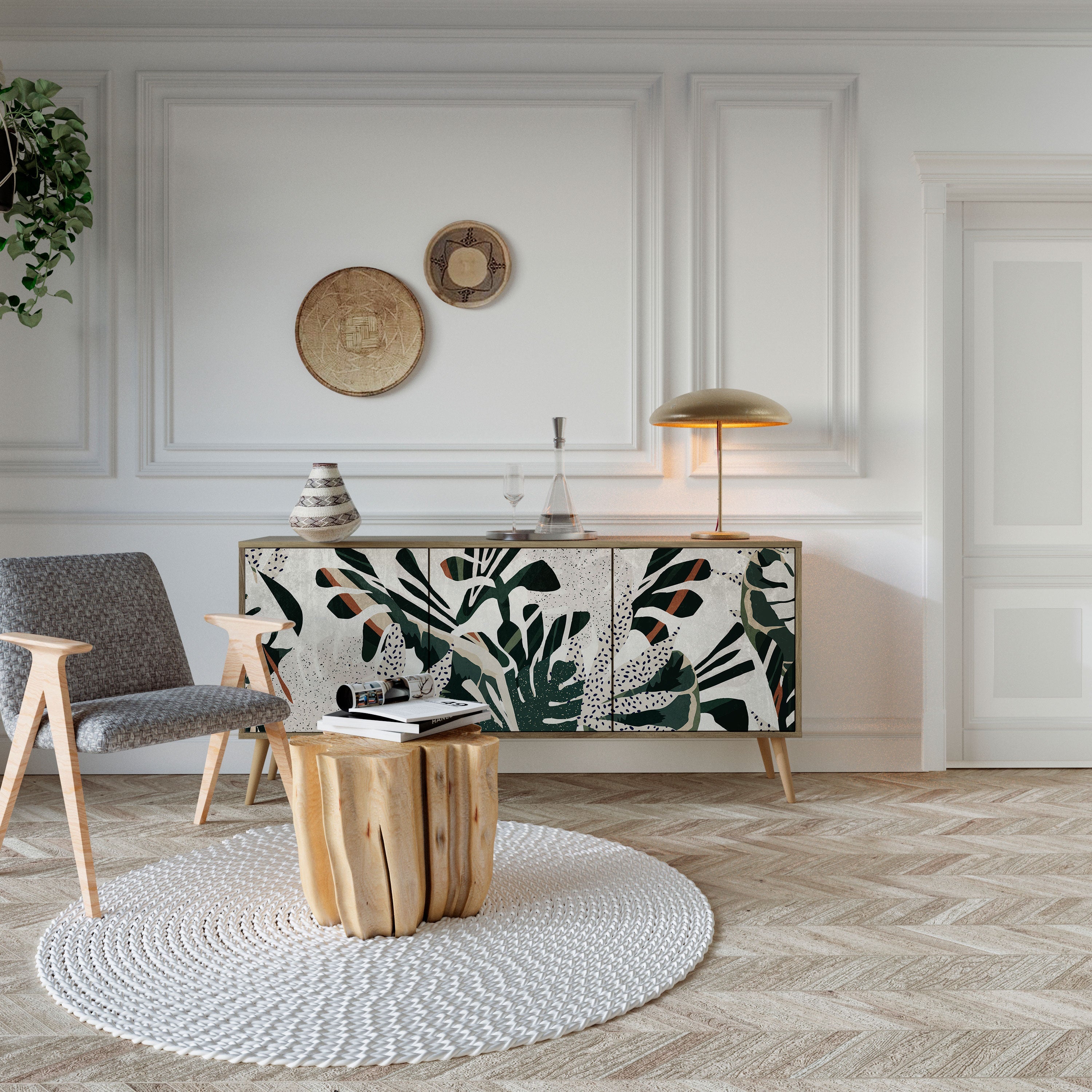 VERDURE FORMATION Aparador de 3 Portas em Efeito Carvalho