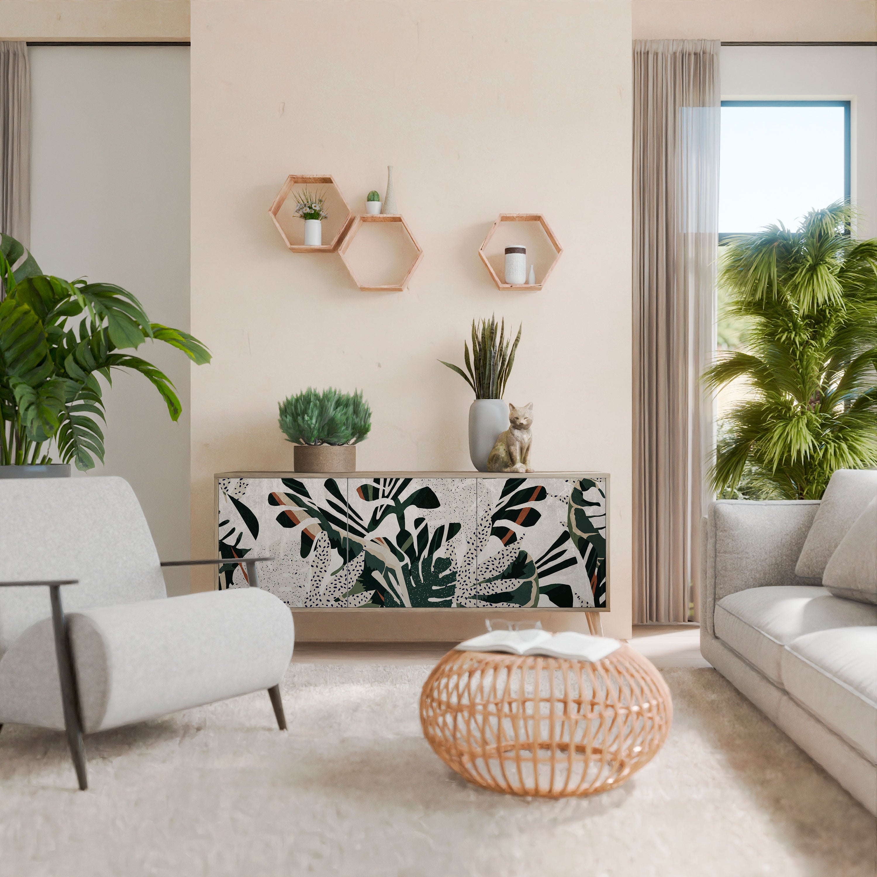 VERDURE FORMATION Aparador de 3 Portas em Efeito Carvalho