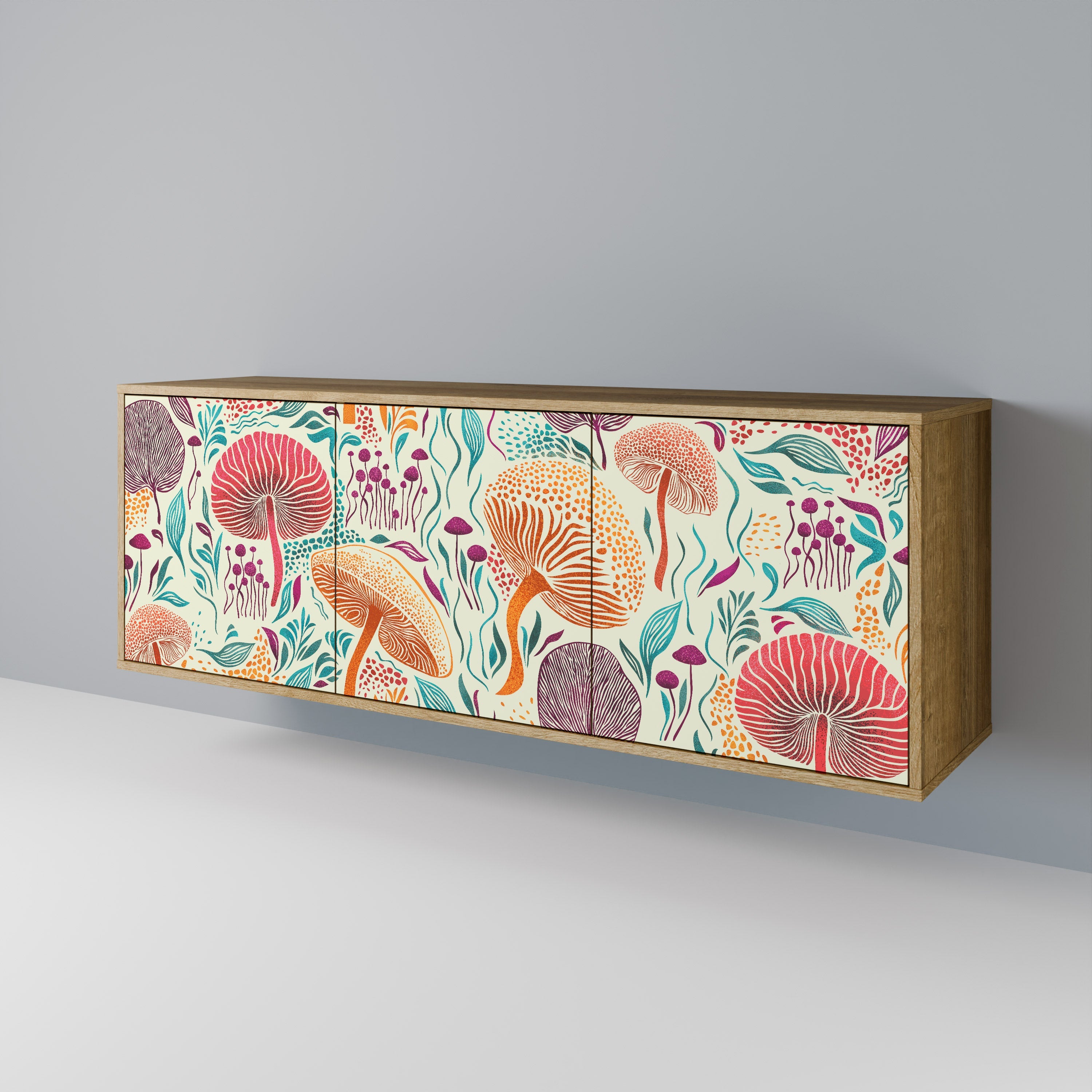 FUNGUS FANTASY Aparador de 3 Portas em Efeito Carvalho