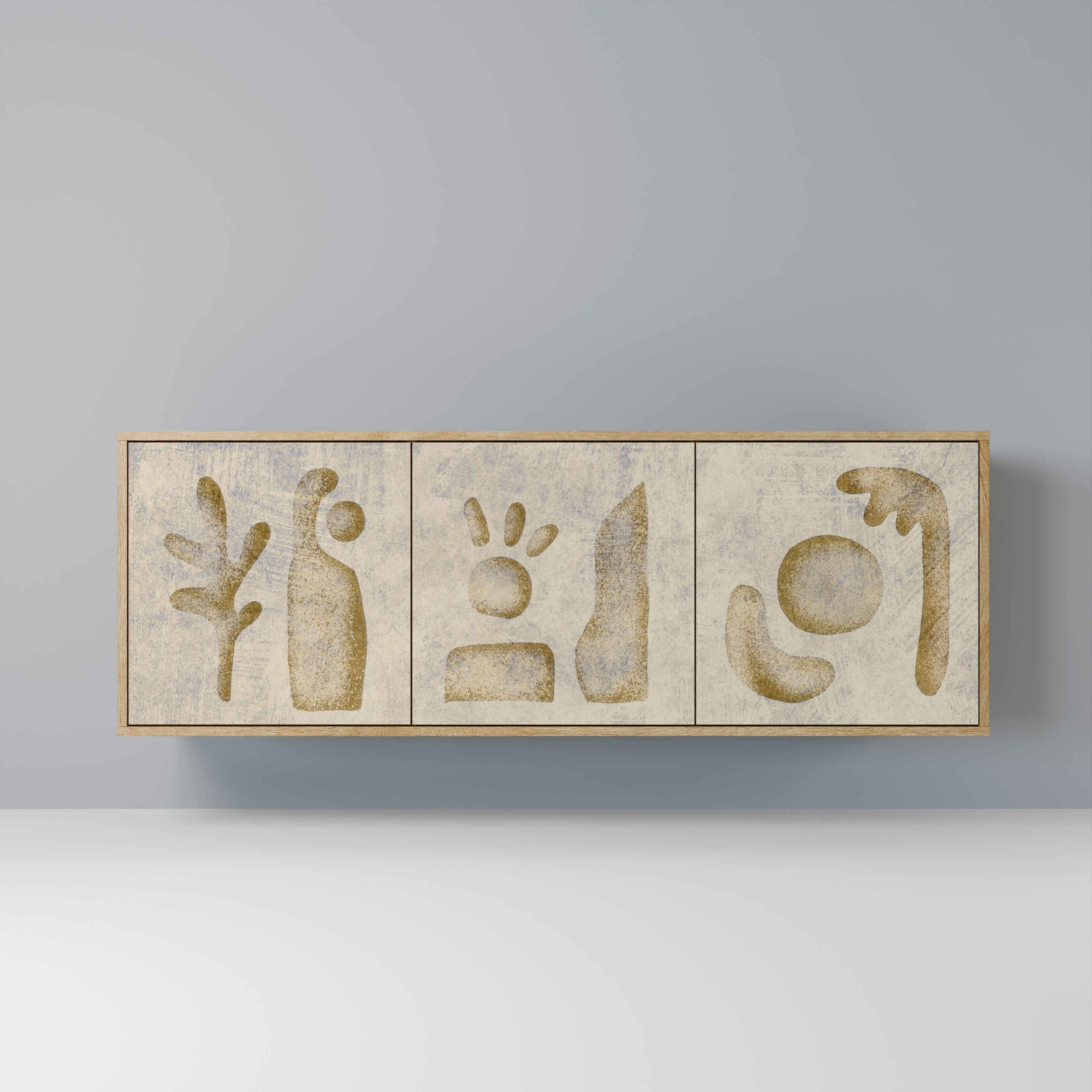 SAND SCULPTURES Aparador de 3 Portas em Efeito Carvalho