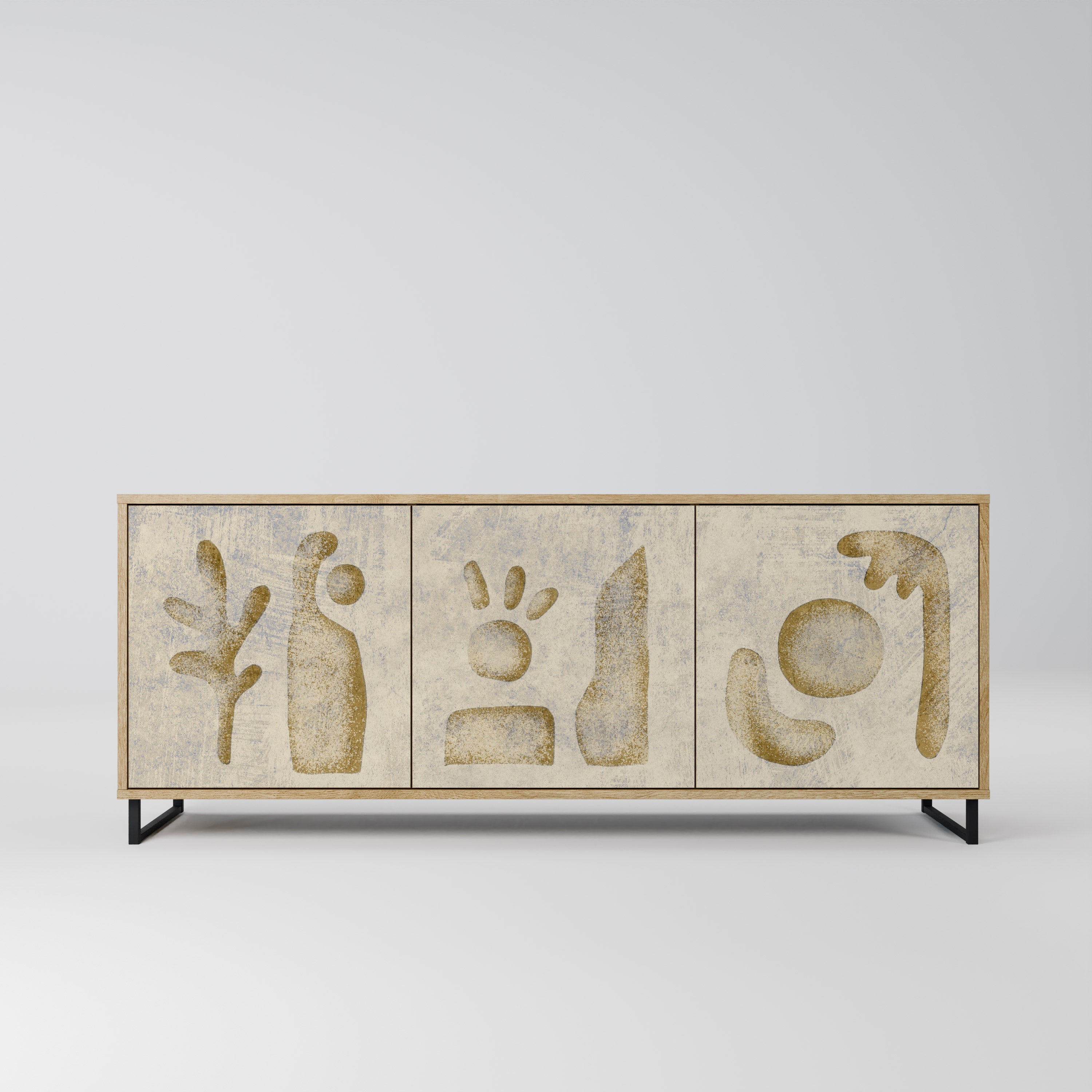 SAND SCULPTURES Aparador de 3 Portas em Efeito Carvalho