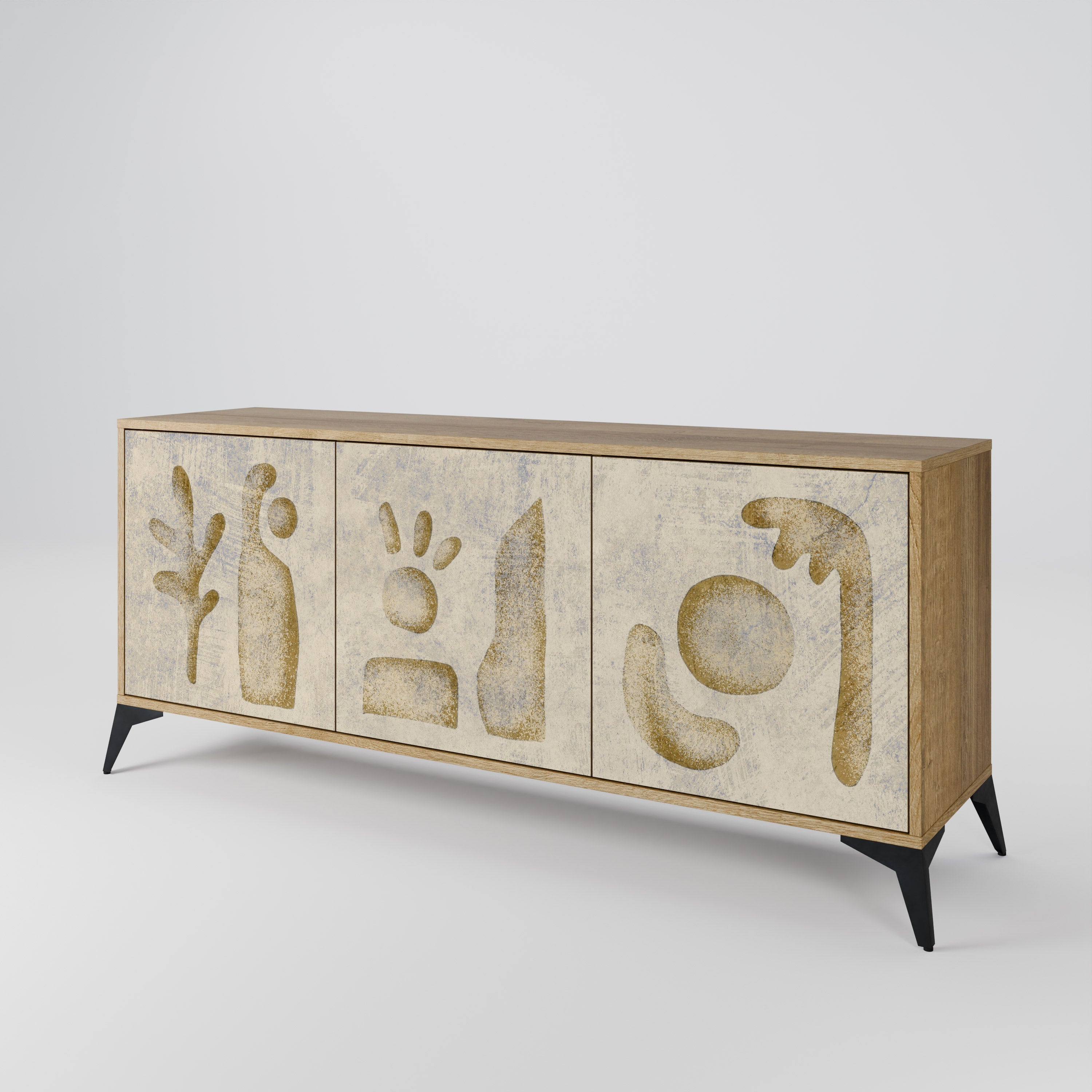 SAND SCULPTURES 3-Door Sideboard in Oak Effect