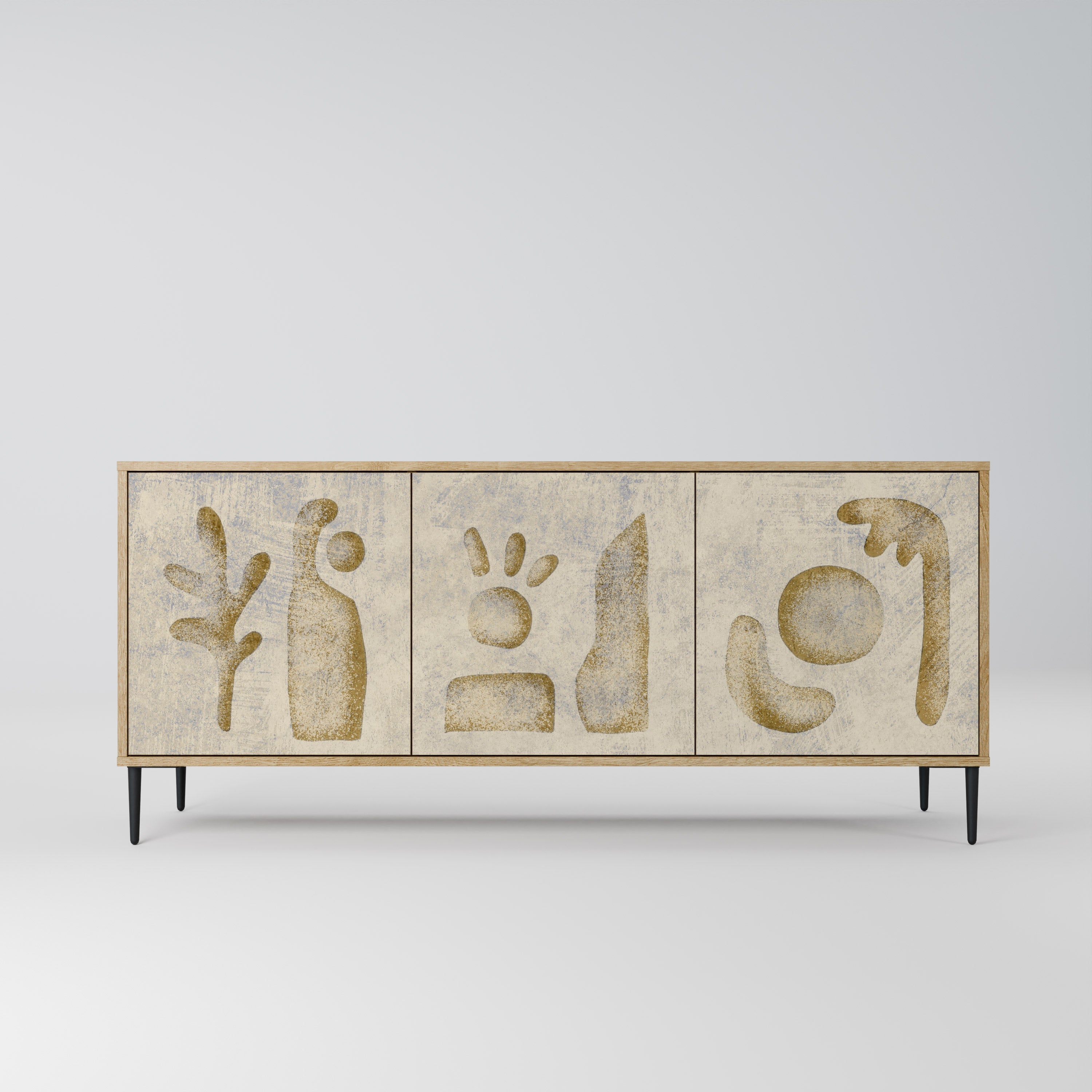 SAND SCULPTURES Aparador de 3 Portas em Efeito Carvalho