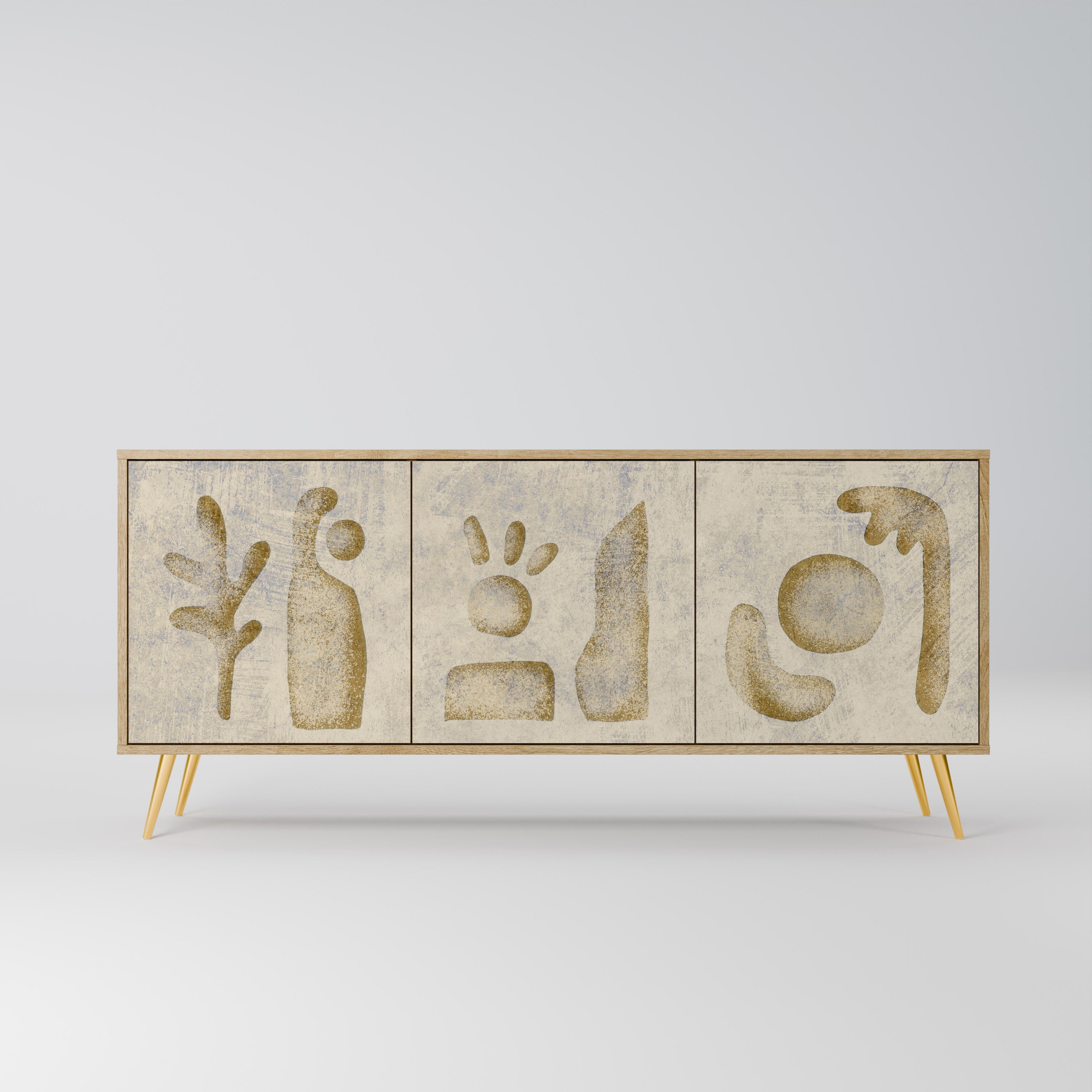 SAND SCULPTURES Aparador de 3 Portas em Efeito Carvalho