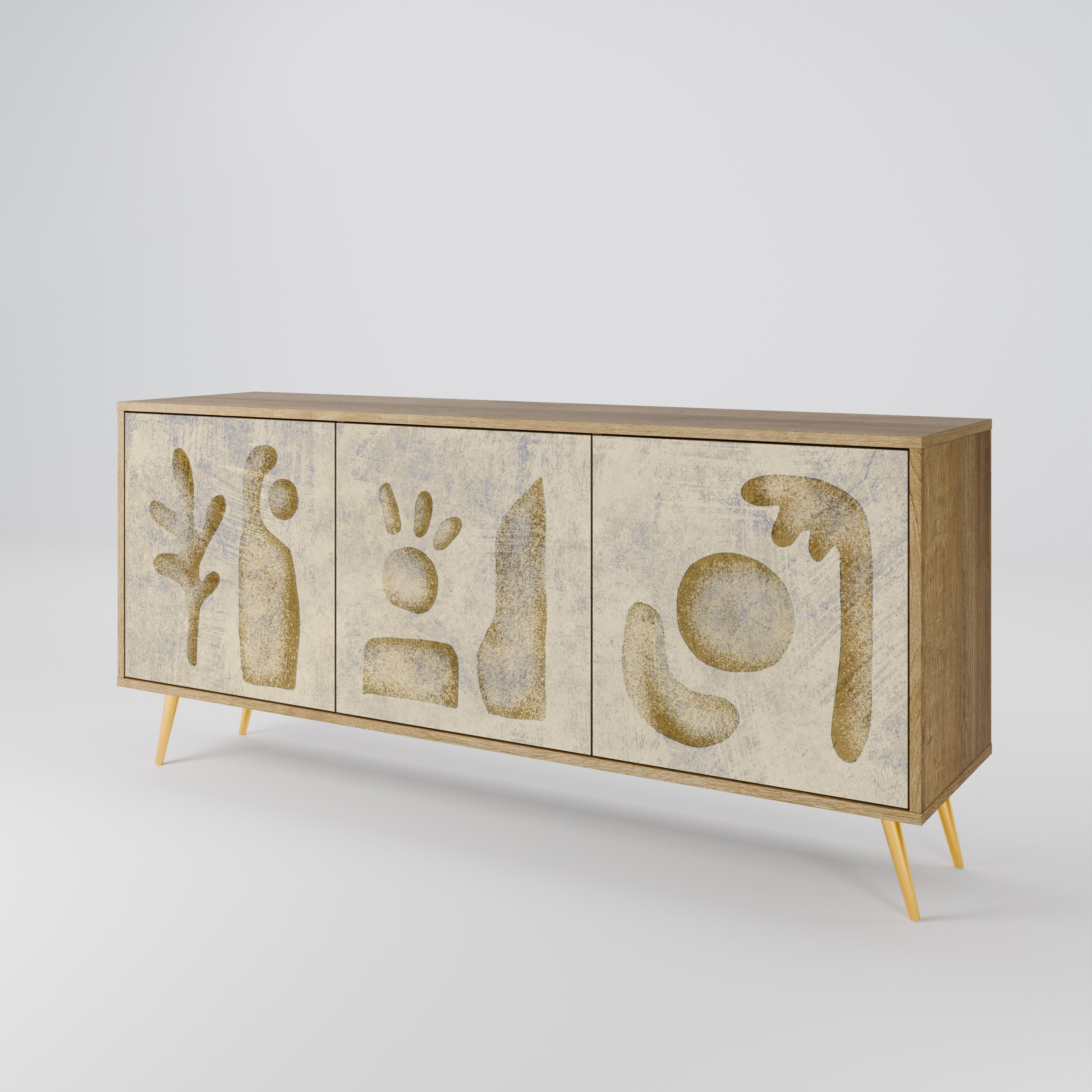 SAND SCULPTURES 3-Door Sideboard in Oak Effect