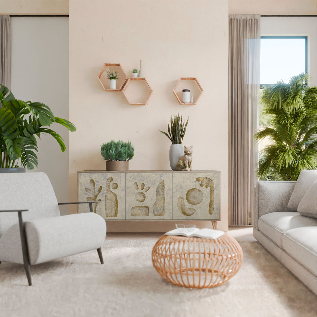 SAND SCULPTURES 3-Door Sideboard in Oak Effect