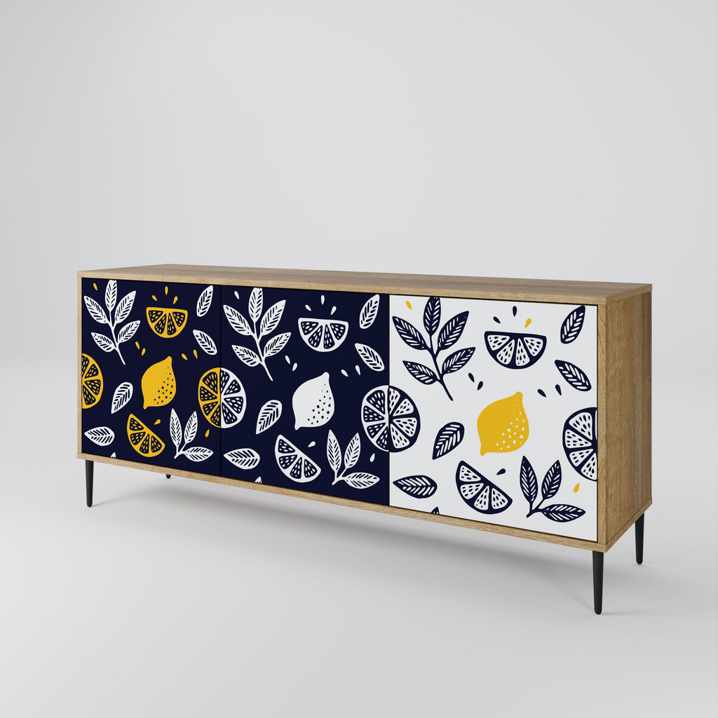 CITRUS BLACK AND WHITE 3-Door Sideboard in Oak Effect