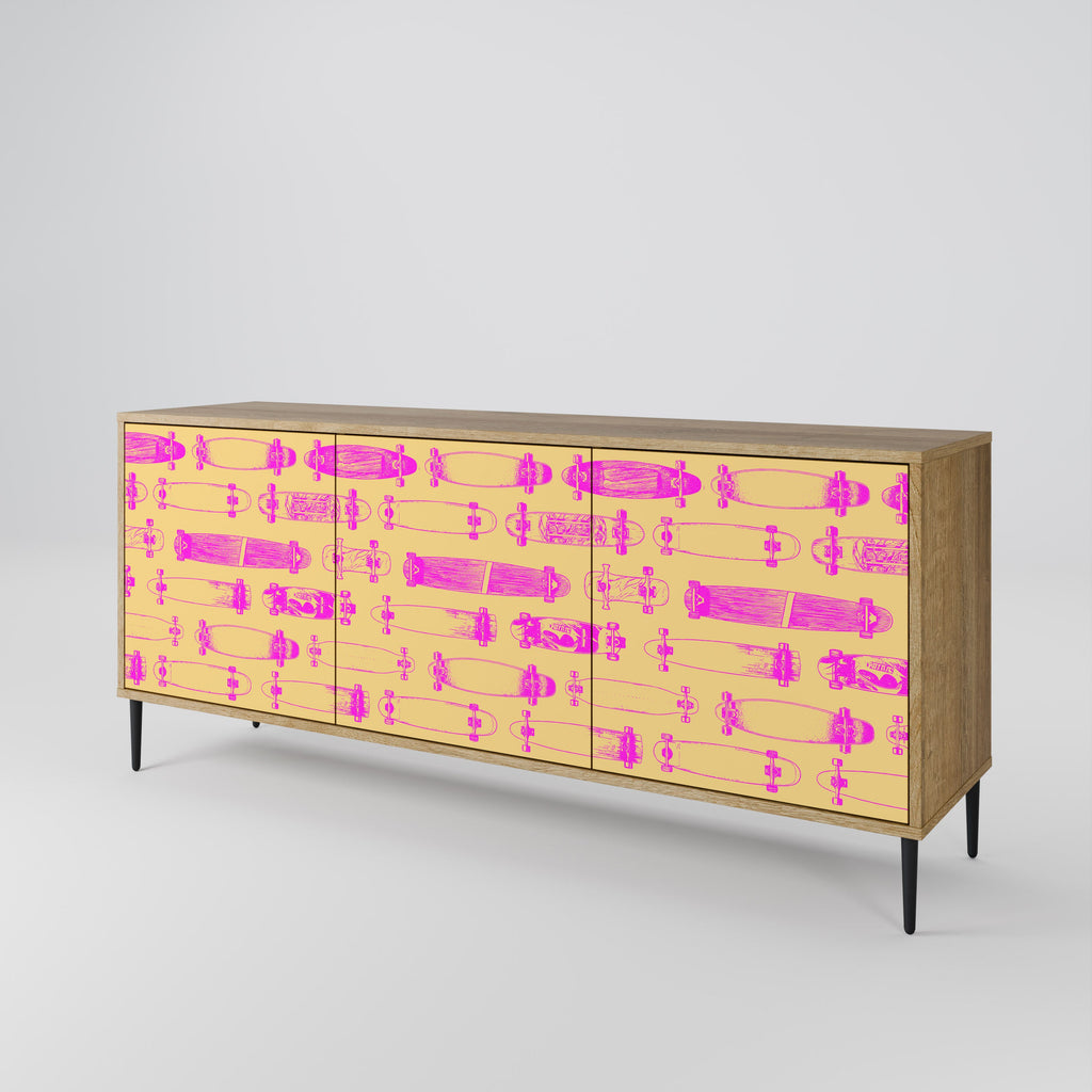 SKATEBOARD ARTISTRY 3-Door Sideboard in Oak Effect