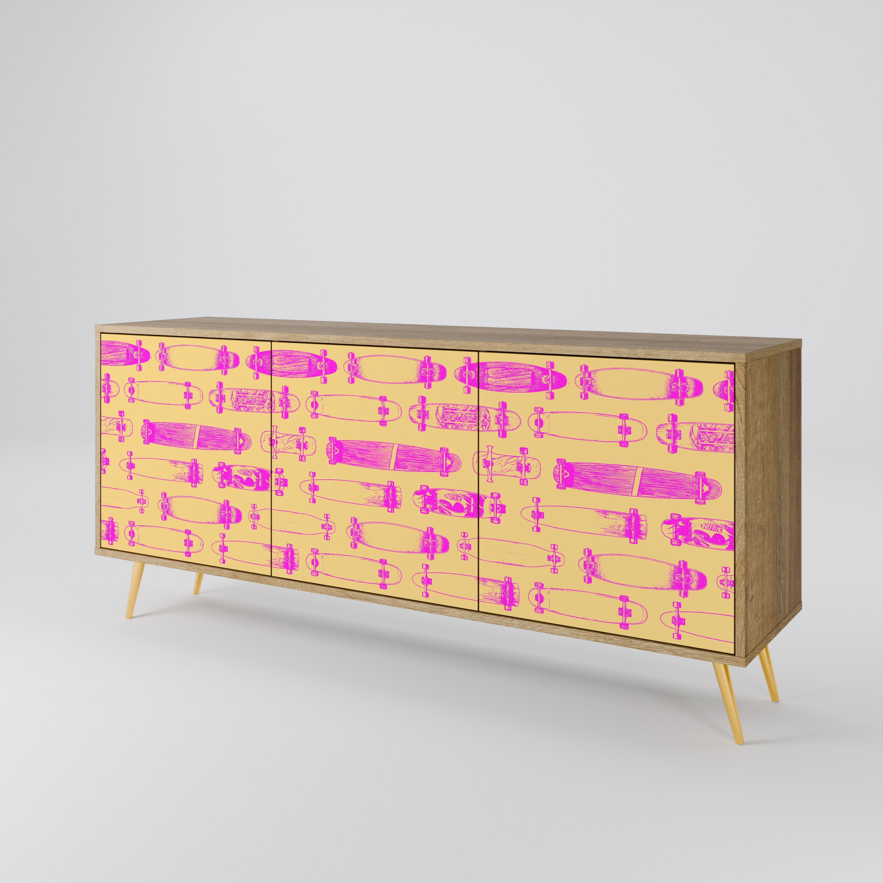 SKATEBOARD ARTISTRY 3-Door Sideboard in Oak Effect