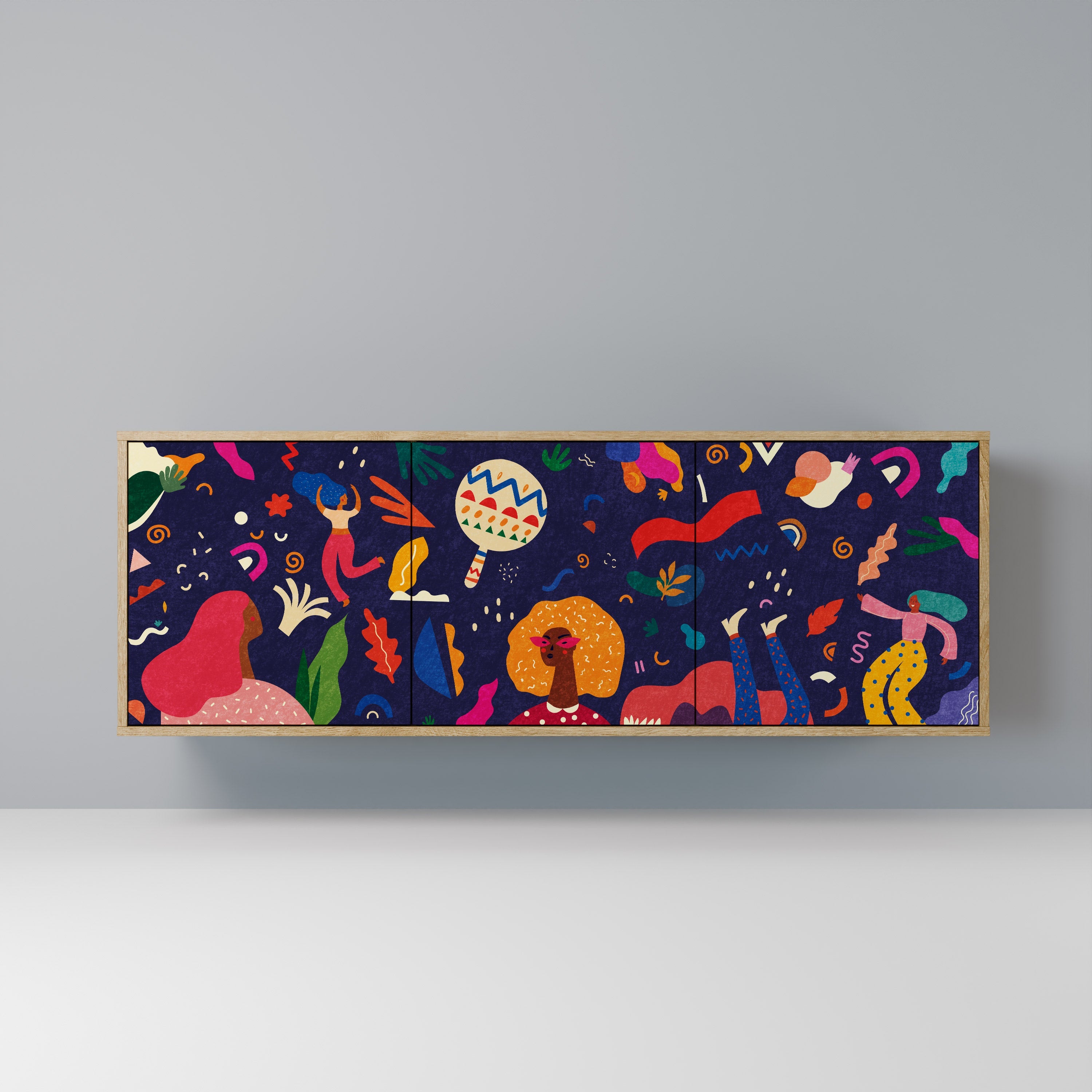 FESTIVE PLEASURES Aparador de 3 Portas em Efeito Carvalho