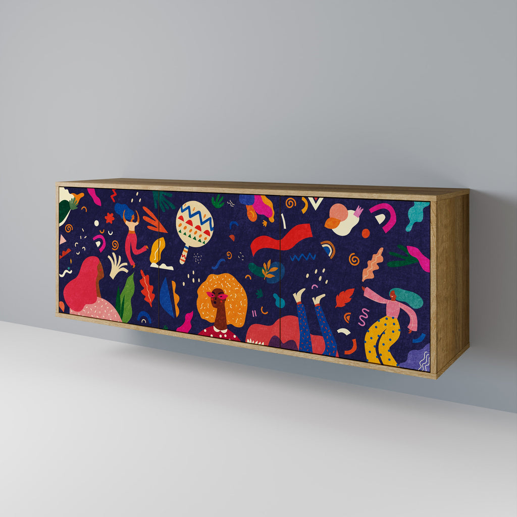 FESTIVE PLEASURES Aparador de 3 Portas em Efeito Carvalho