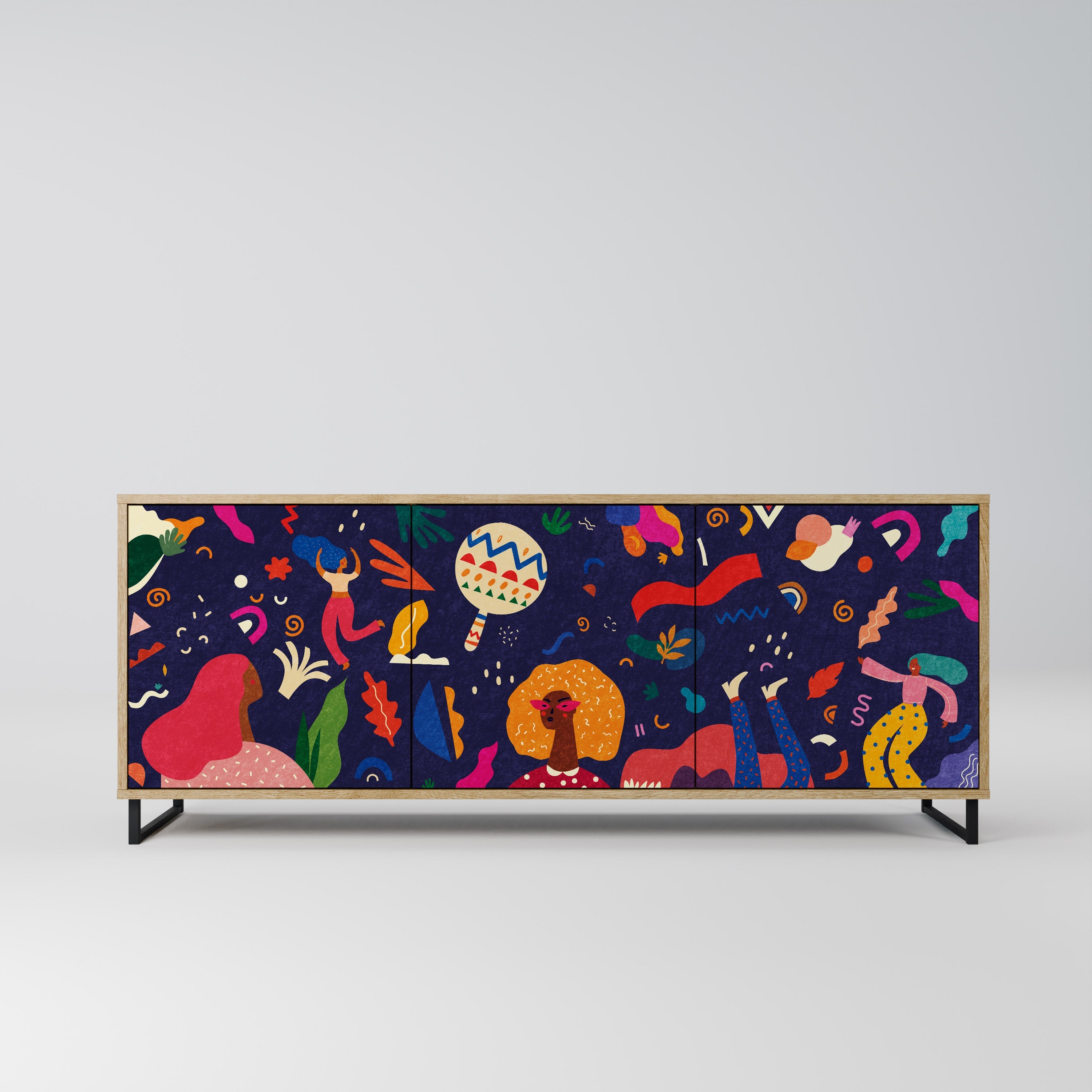 FESTIVE PLEASURES Aparador de 3 Portas em Efeito Carvalho