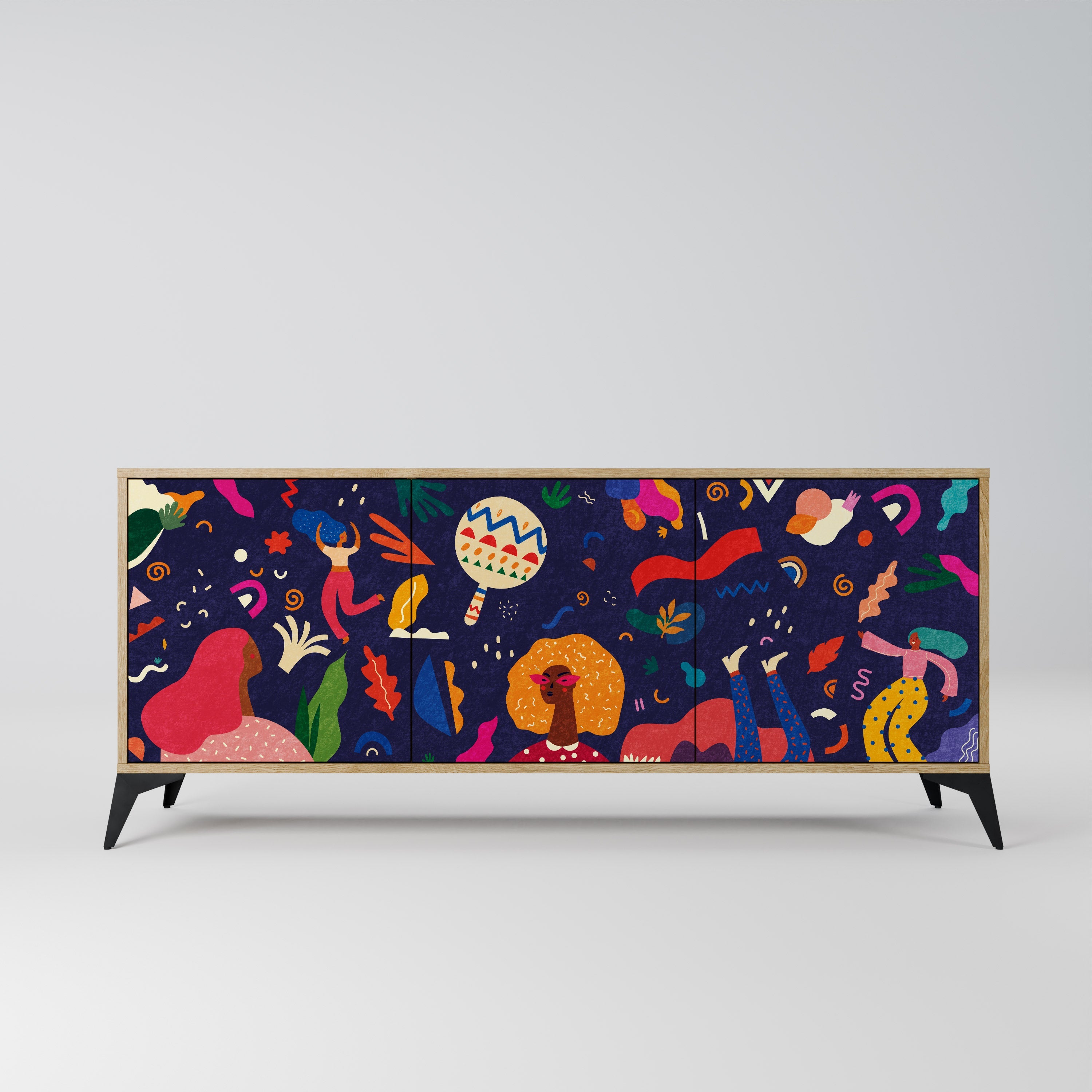 FESTIVE PLEASURES Aparador de 3 Portas em Efeito Carvalho