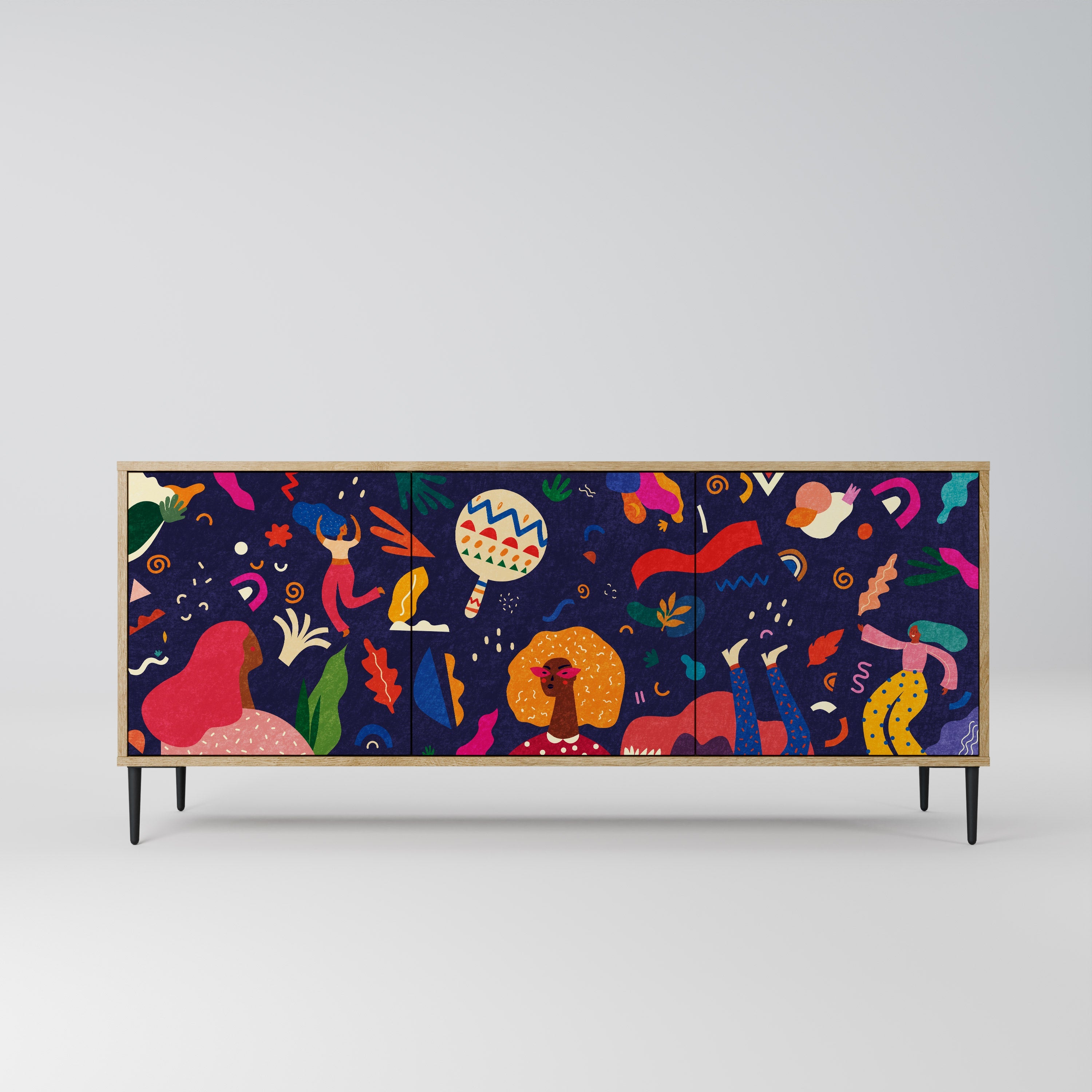 FESTIVE PLEASURES Aparador de 3 Portas em Efeito Carvalho