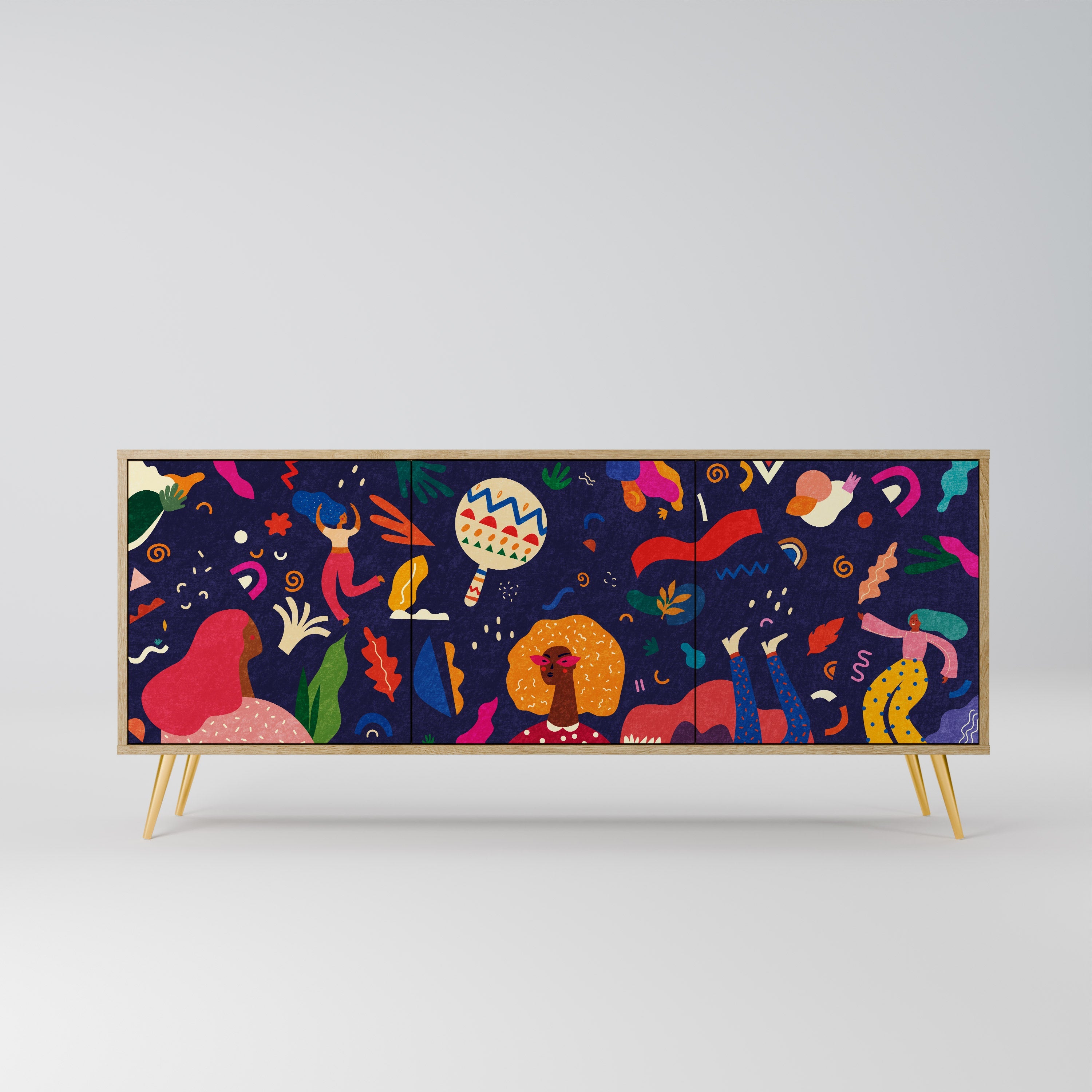 FESTIVE PLEASURES Aparador de 3 Portas em Efeito Carvalho