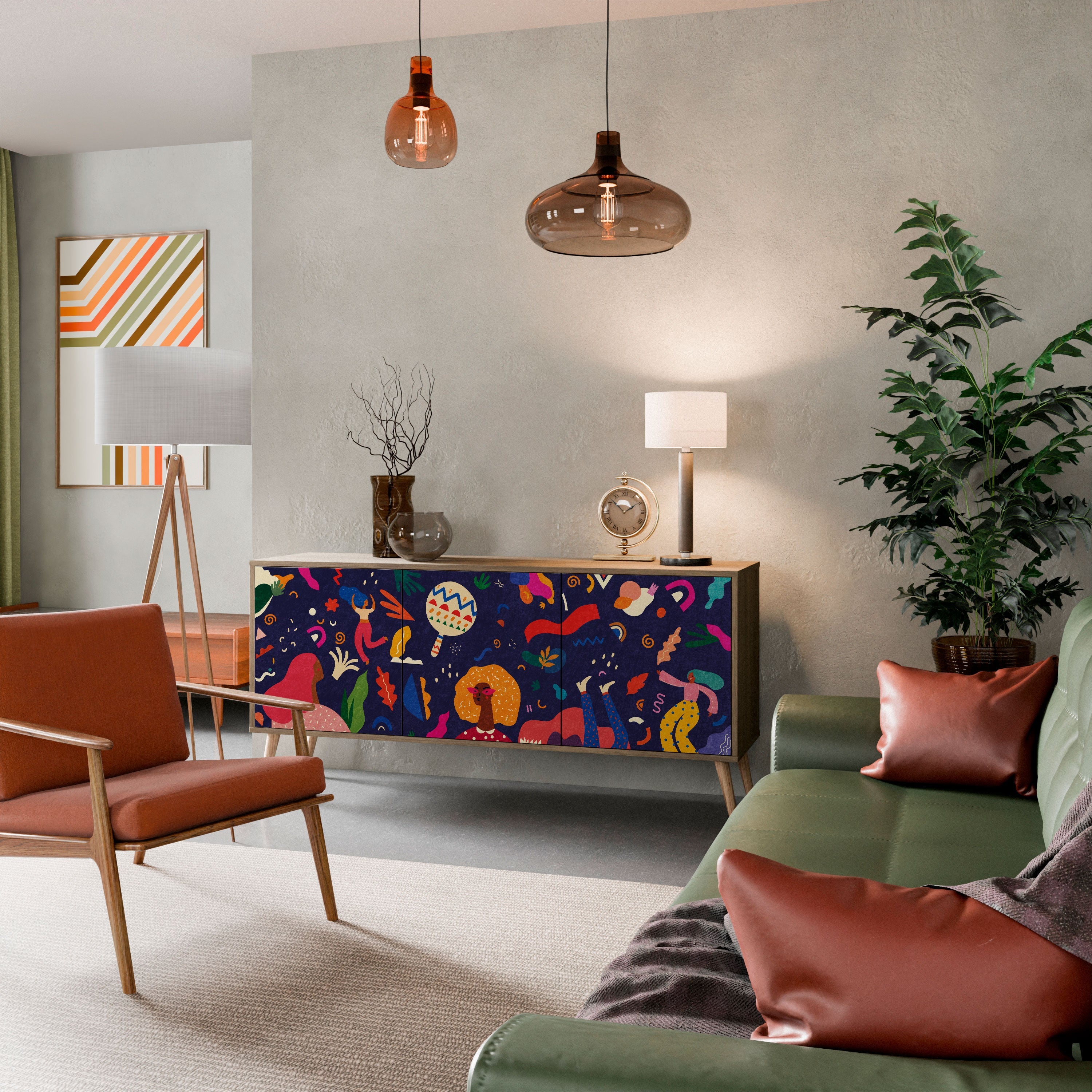 FESTIVE PLEASURES Aparador de 3 Portas em Efeito Carvalho