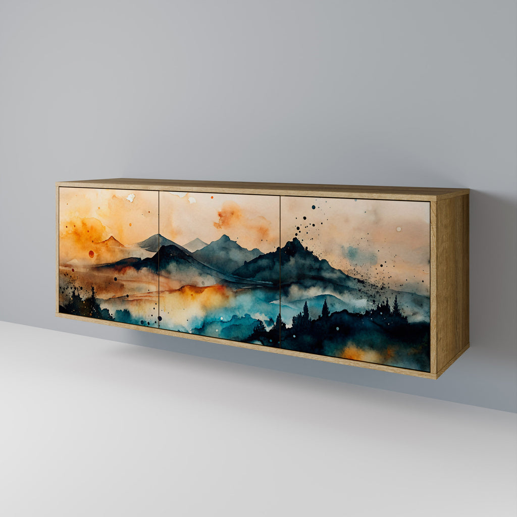 OMINOUS MOUNTAINS 3-Door Sideboard in Oak Effect