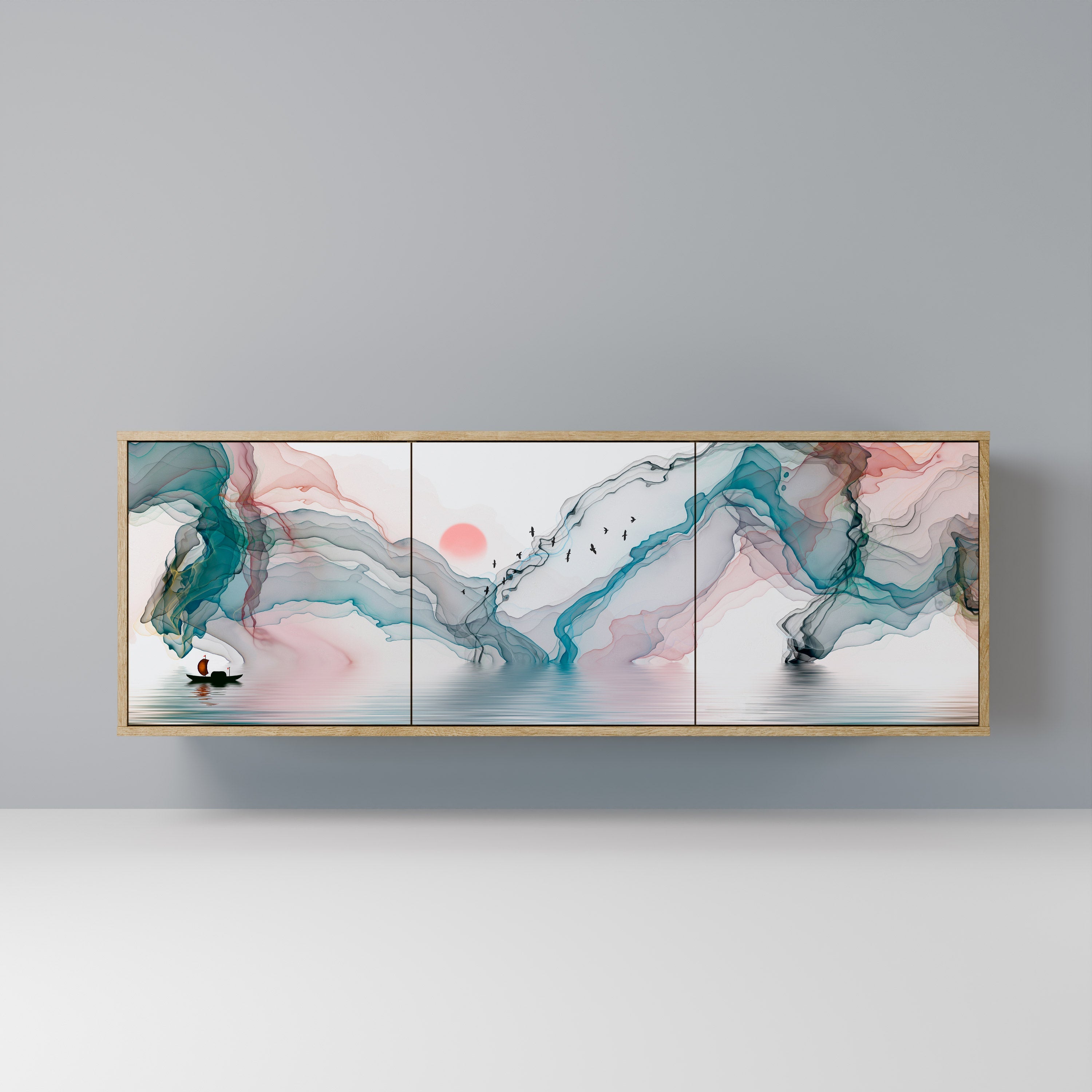 VELVET CROSSING Aparador de 3 Portas em Efeito Carvalho