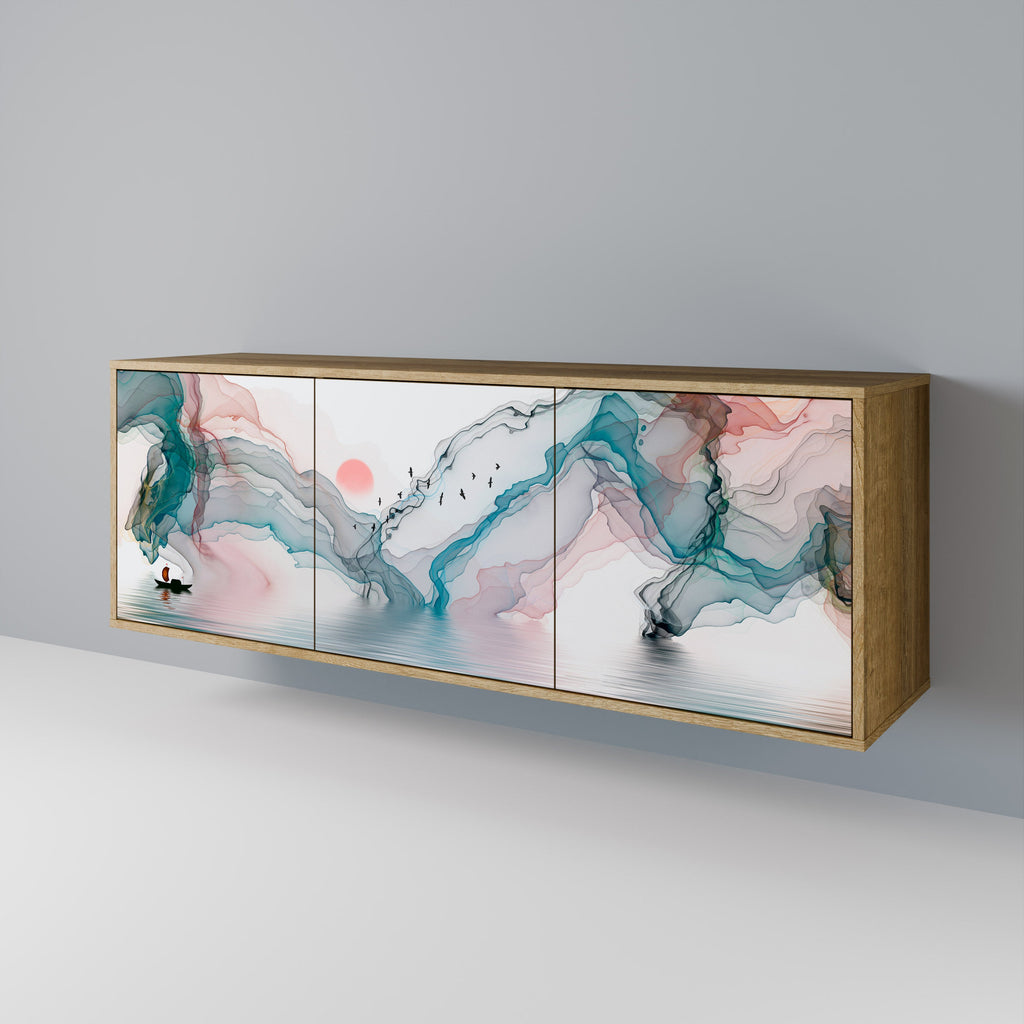 VELVET CROSSING Aparador de 3 Portas em Efeito Carvalho