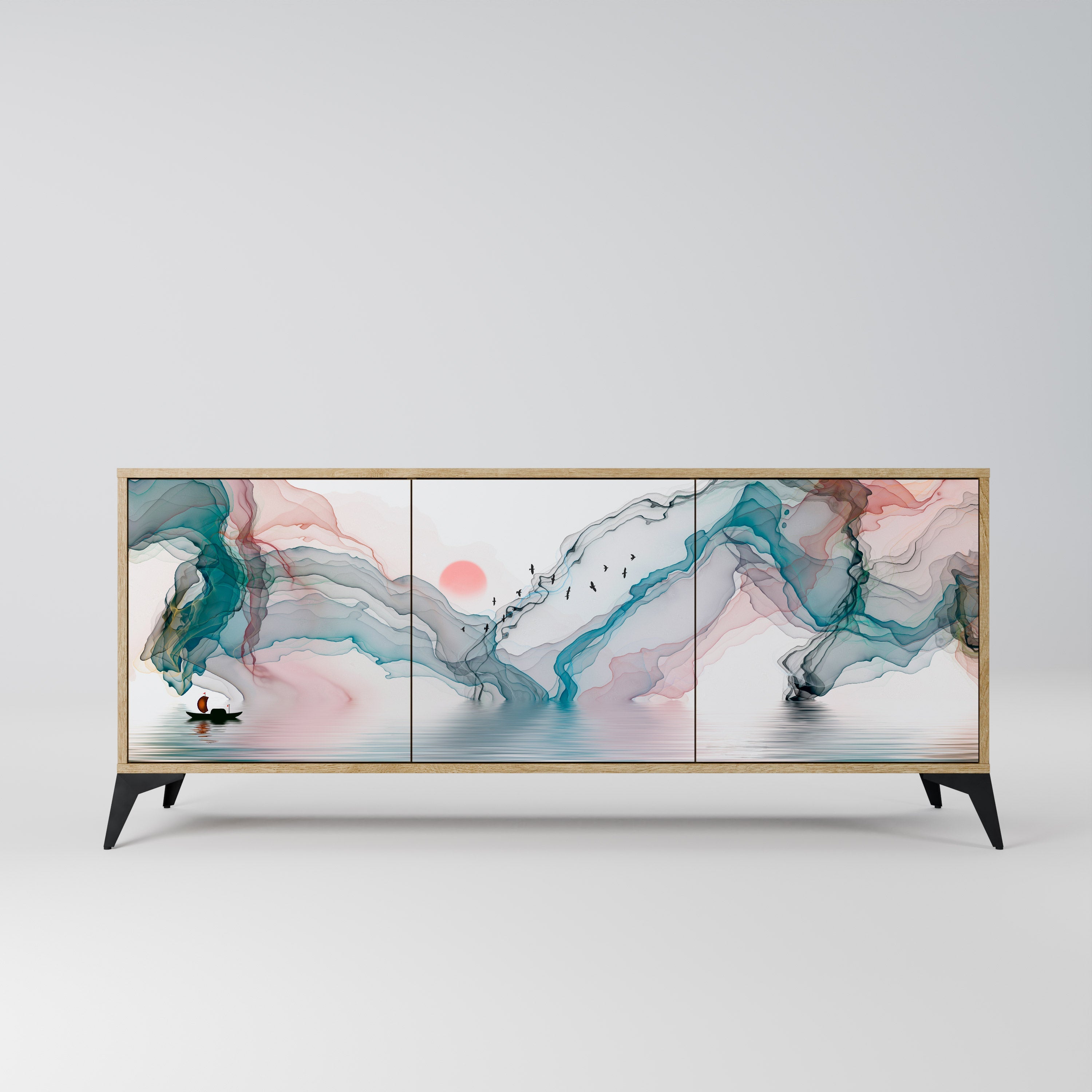 VELVET CROSSING Aparador de 3 Portas em Efeito Carvalho