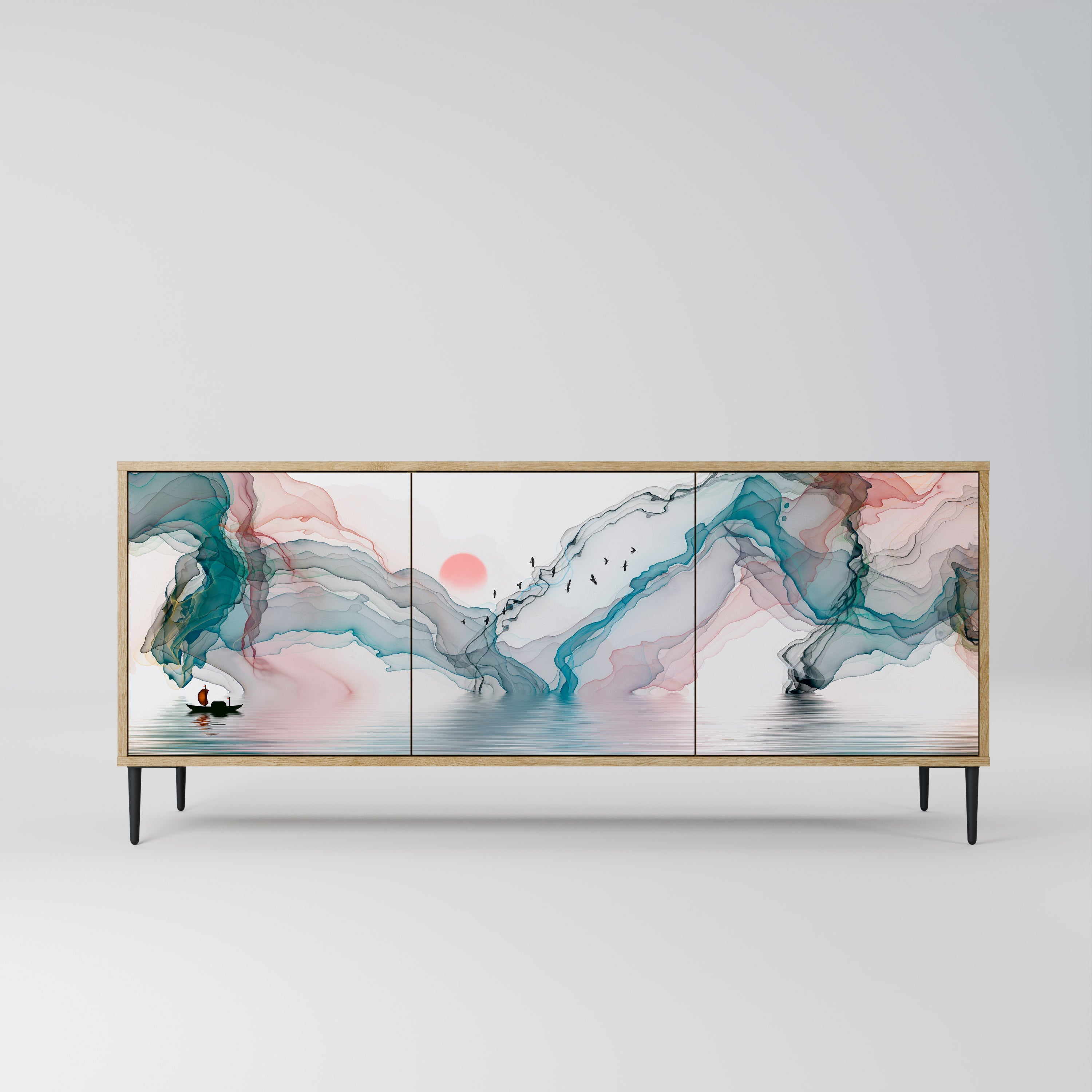 VELVET CROSSING Aparador de 3 Portas em Efeito Carvalho