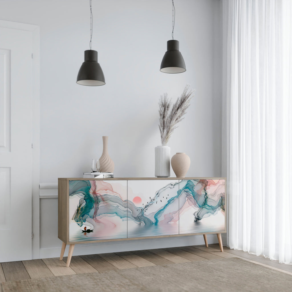 VELVET CROSSING Aparador de 3 Portas em Efeito Carvalho