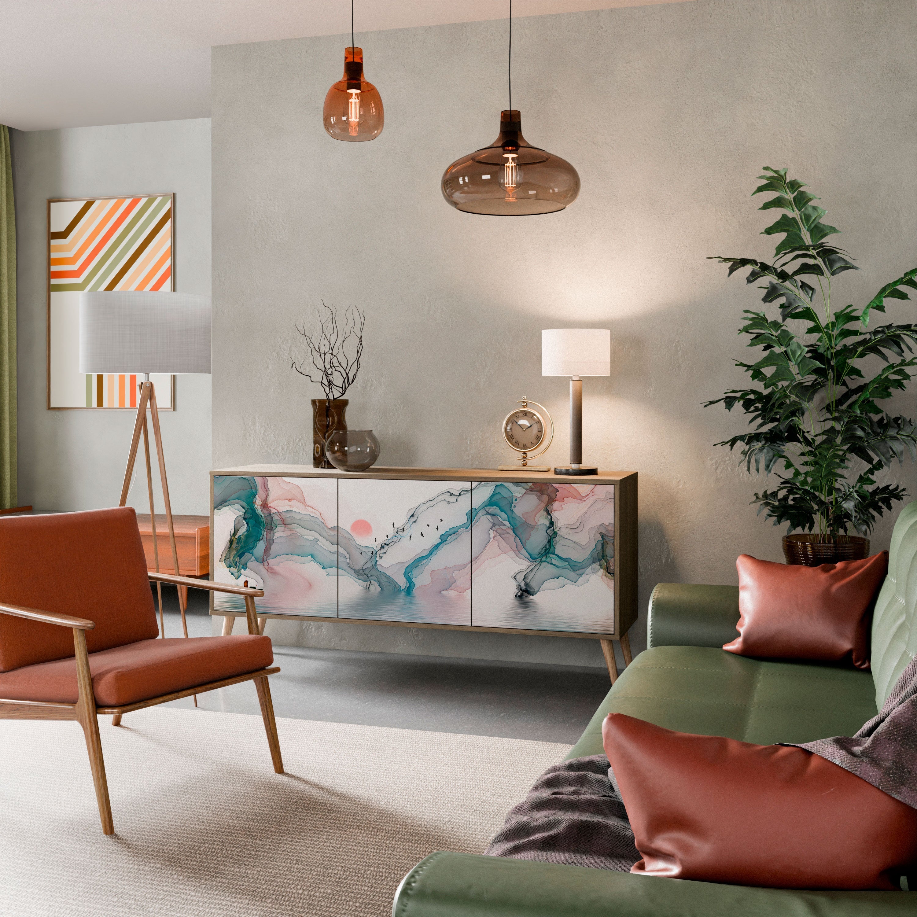 VELVET CROSSING Aparador de 3 Portas em Efeito Carvalho