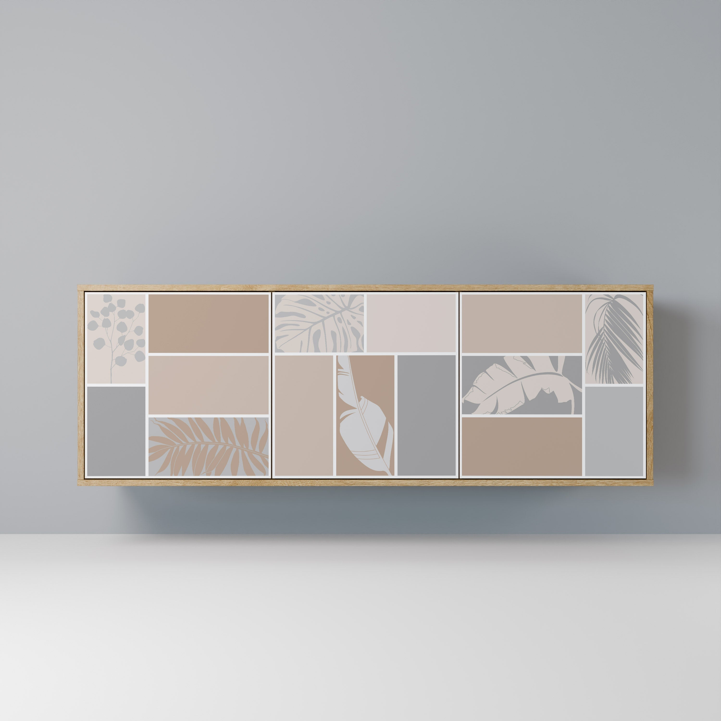 TROPICAL SHAPES Aparador de 3 Portas em Efeito Carvalho