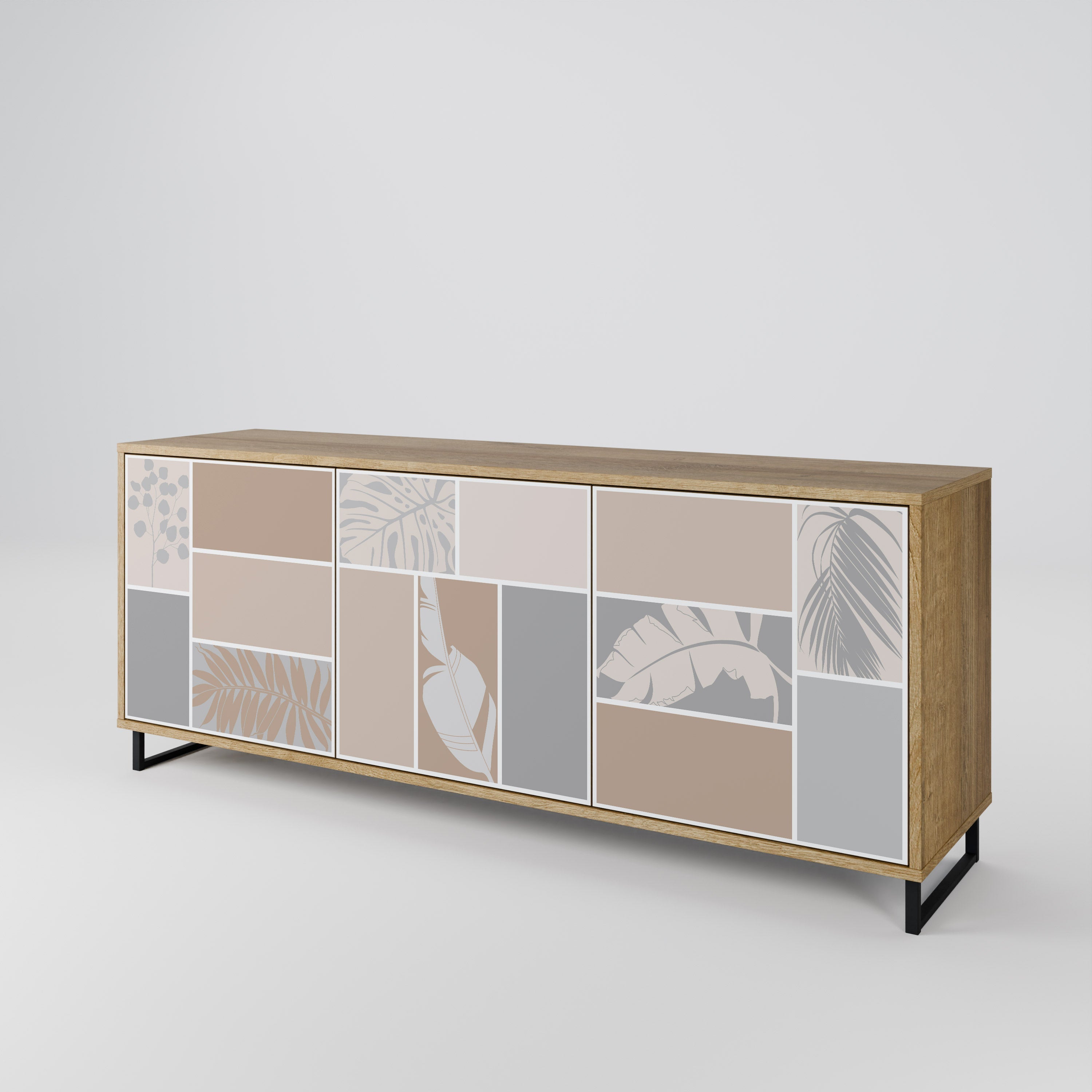 TROPICAL SHAPES 3-Door Sideboard in Oak Effect