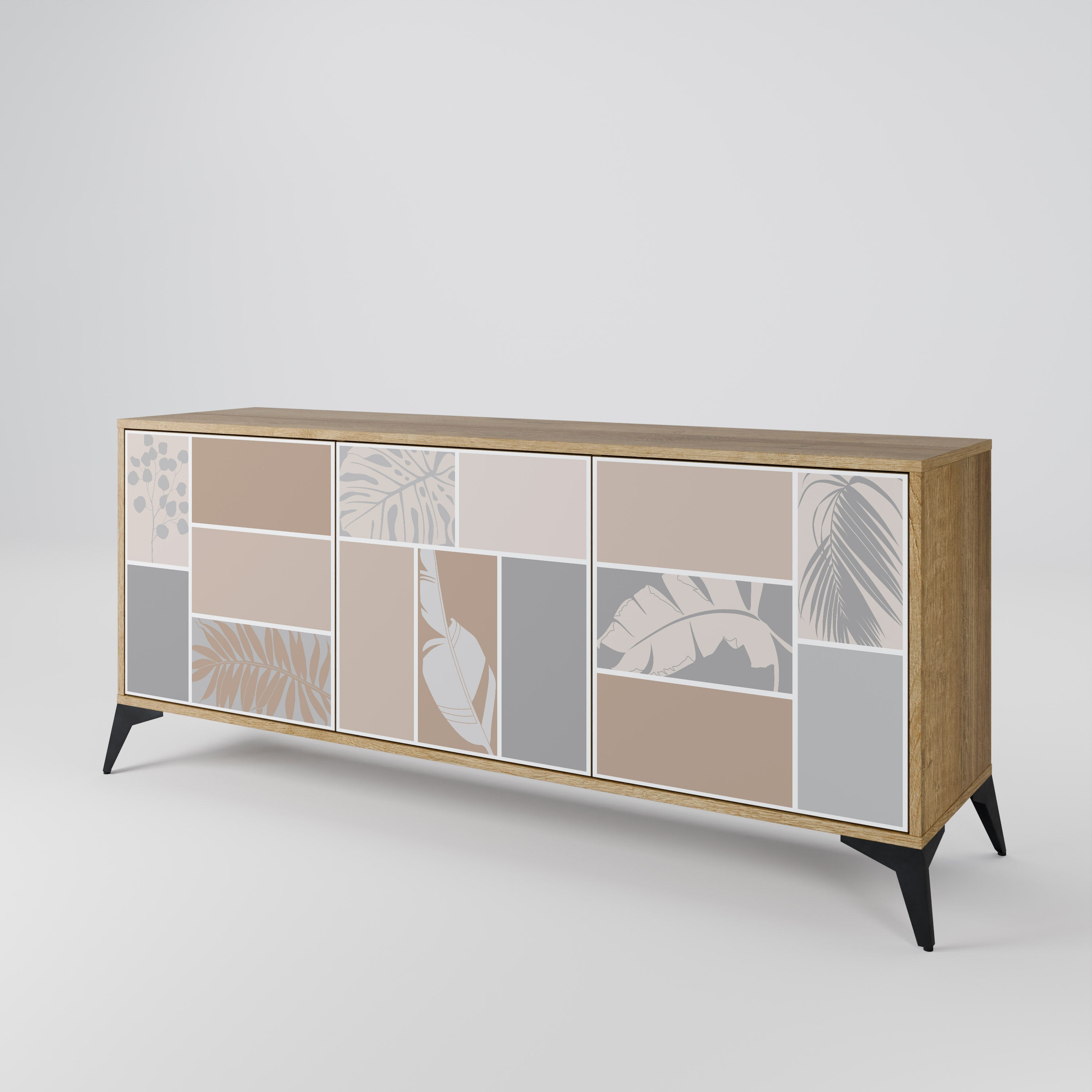 TROPICAL SHAPES 3-Door Sideboard in Oak Effect