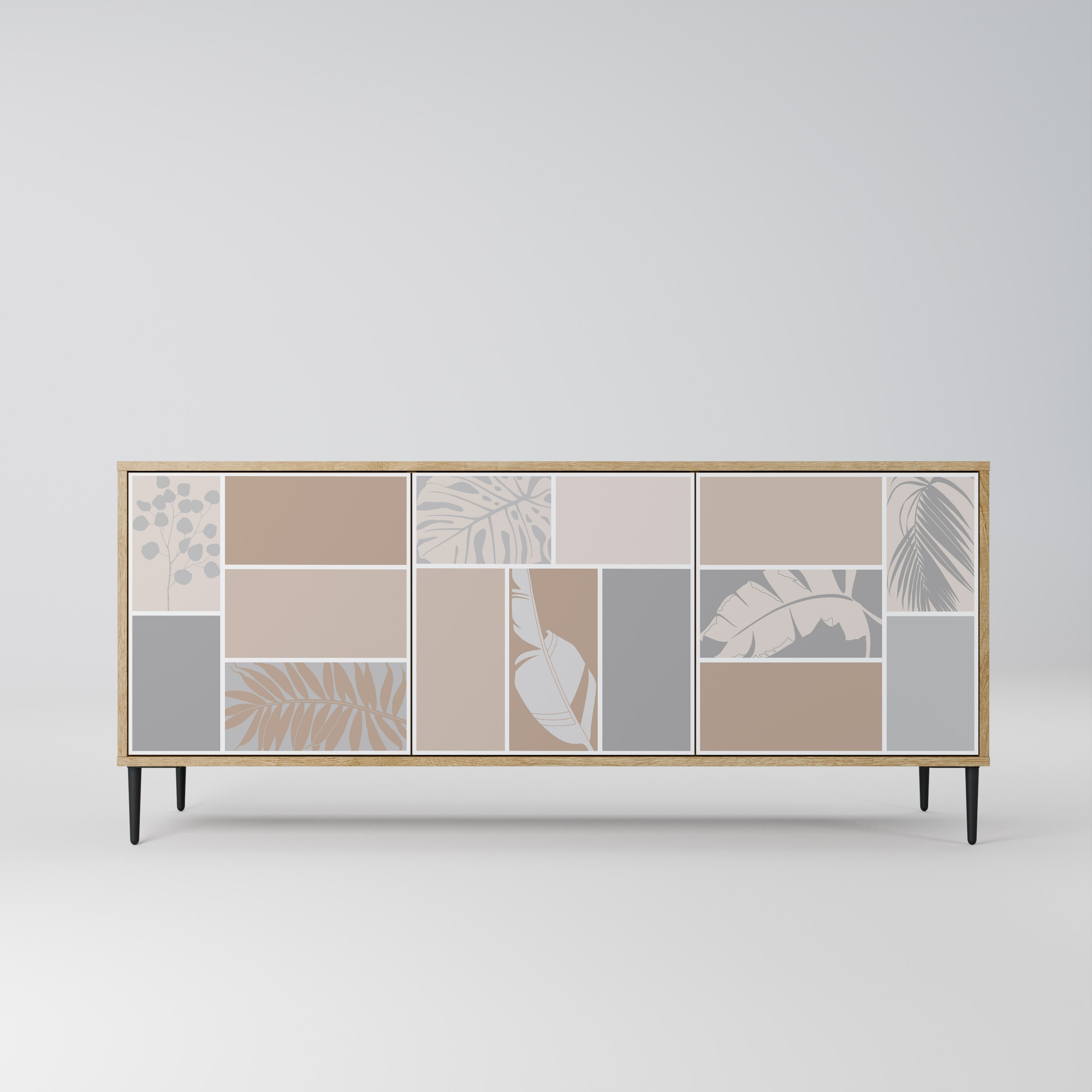 TROPICAL SHAPES Aparador de 3 Portas em Efeito Carvalho