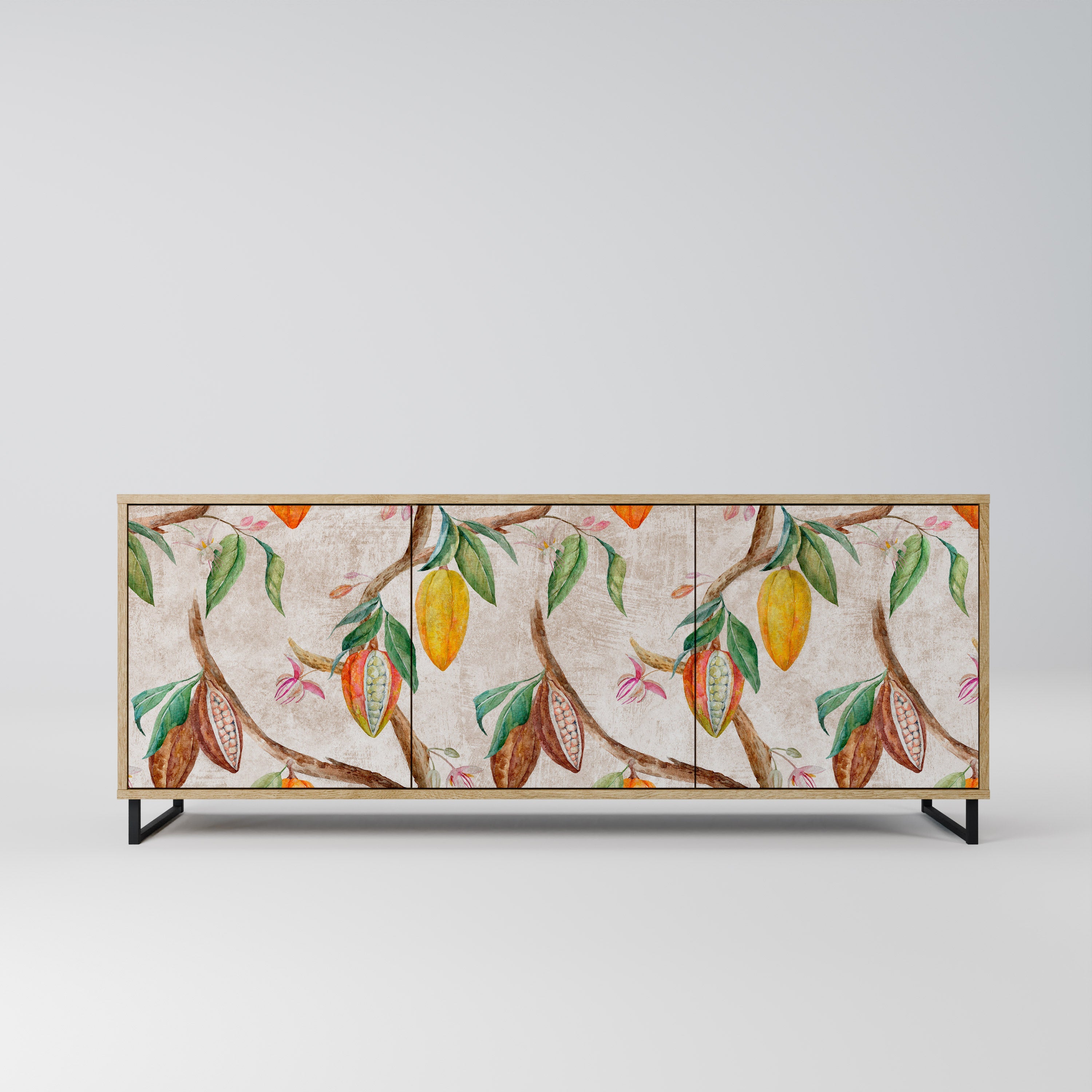 COCOA FRUITS Aparador de 3 Portas em Efeito Carvalho