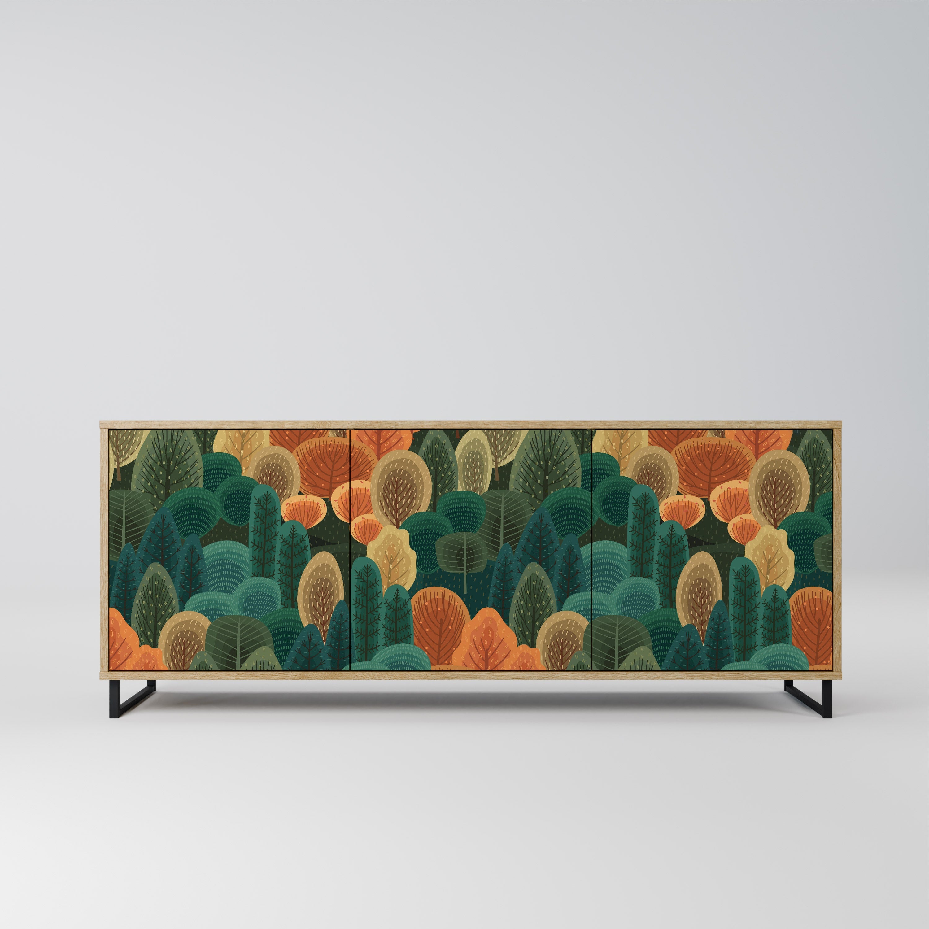 AUTUMN KALEIDOSCOPE Aparador de 3 Portas em Efeito Carvalho