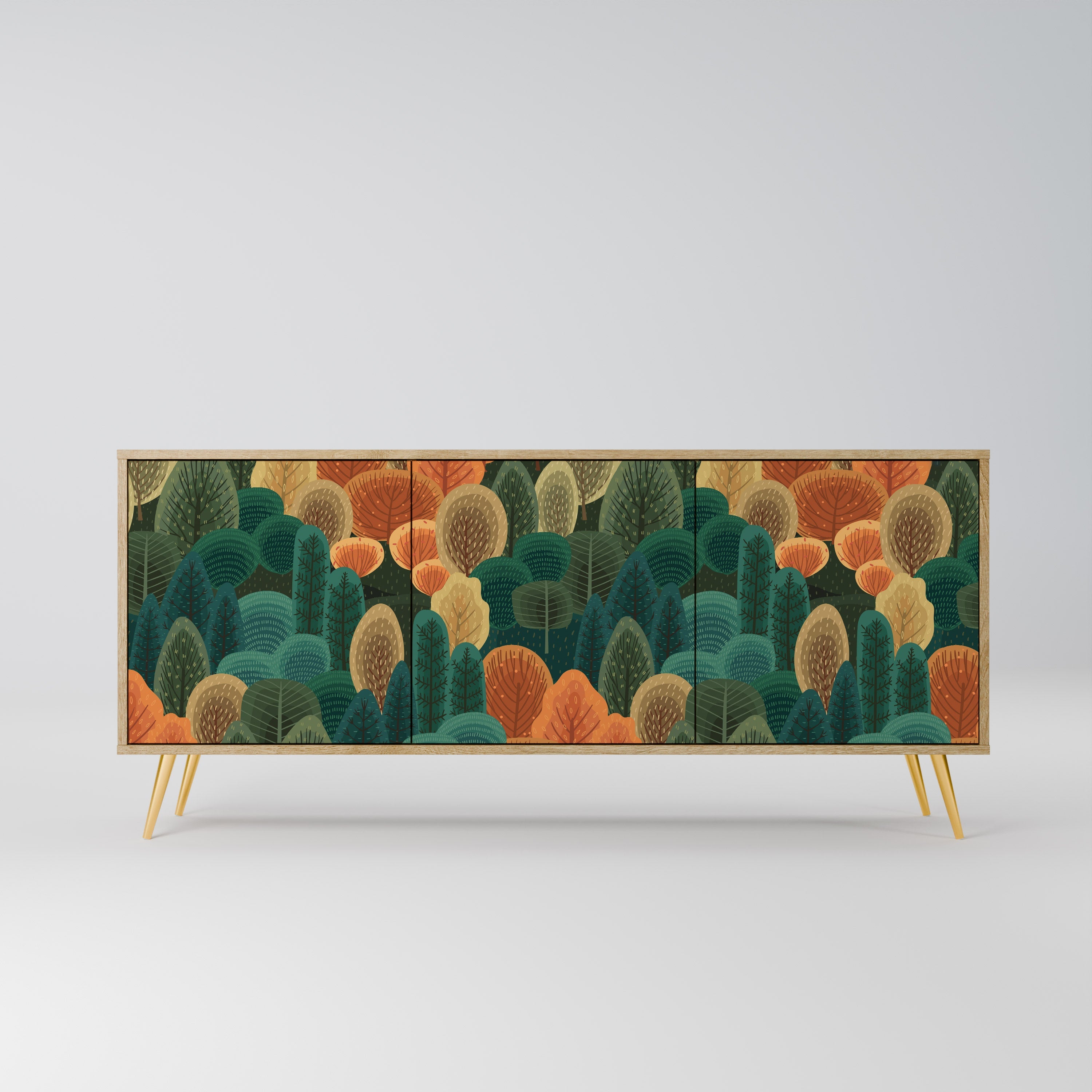 AUTUMN KALEIDOSCOPE Aparador de 3 Portas em Efeito Carvalho