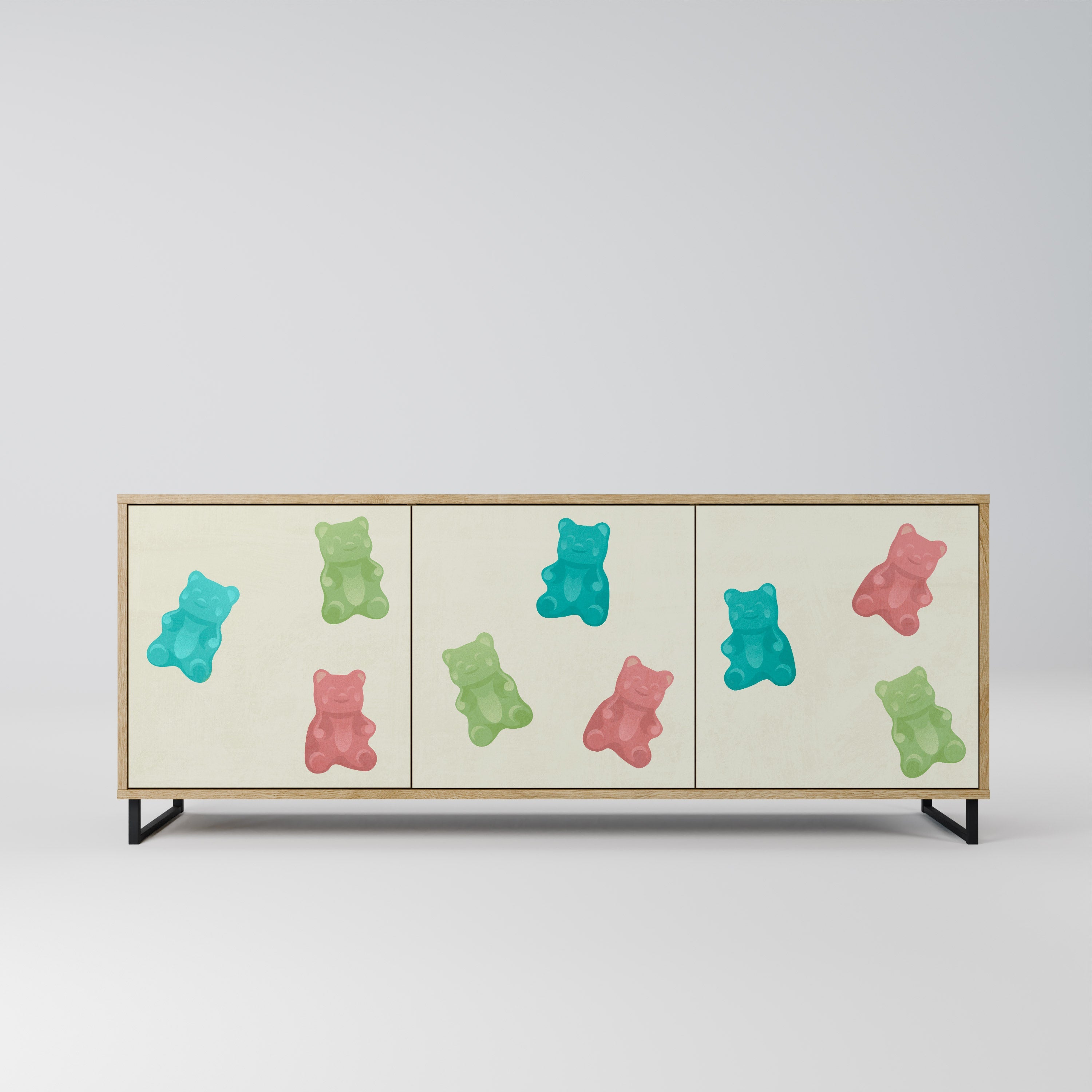 GUMMY BEARS Aparador de 3 Portas em Efeito Carvalho