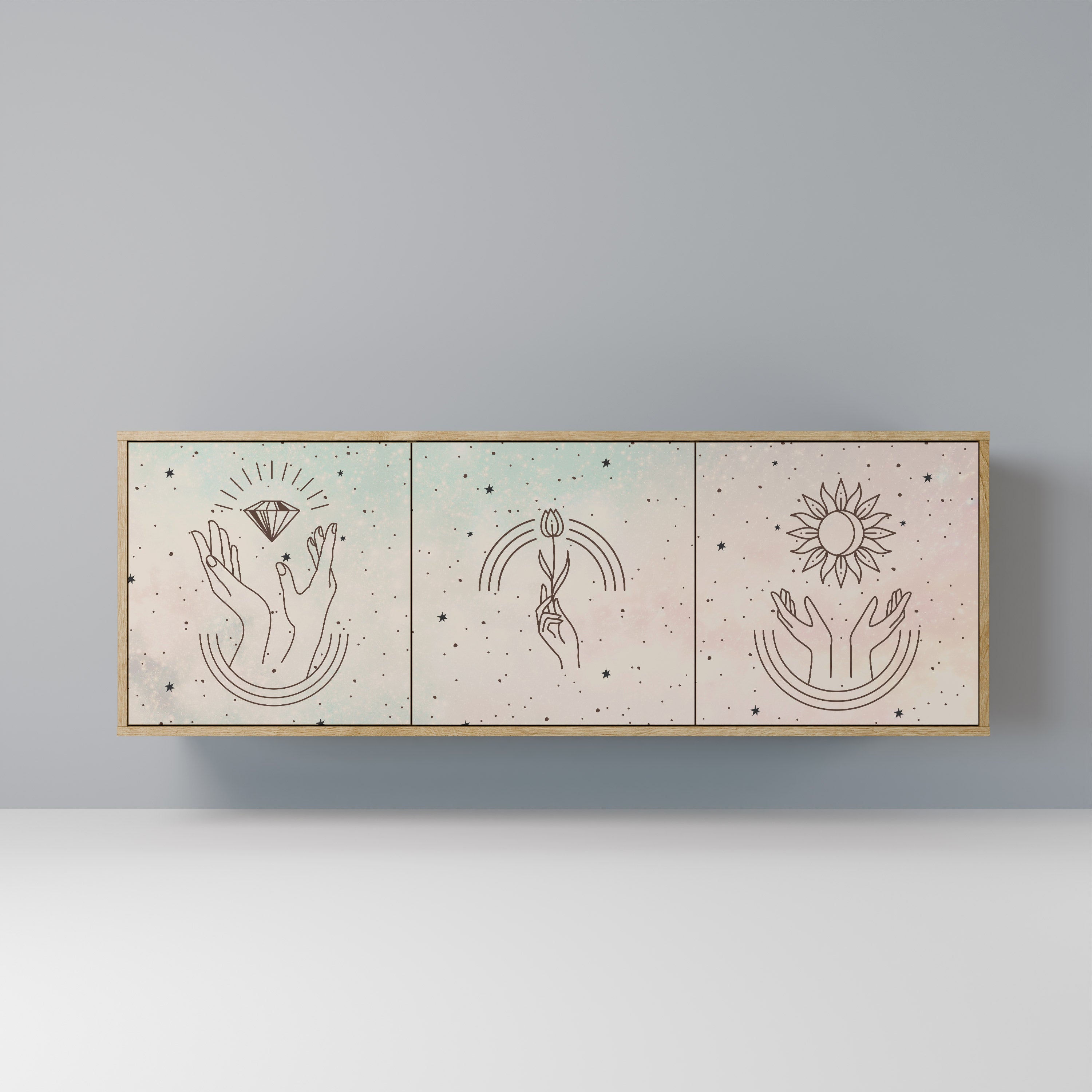 DELICATE BEAUTY Aparador de 3 Portas em Efeito Carvalho