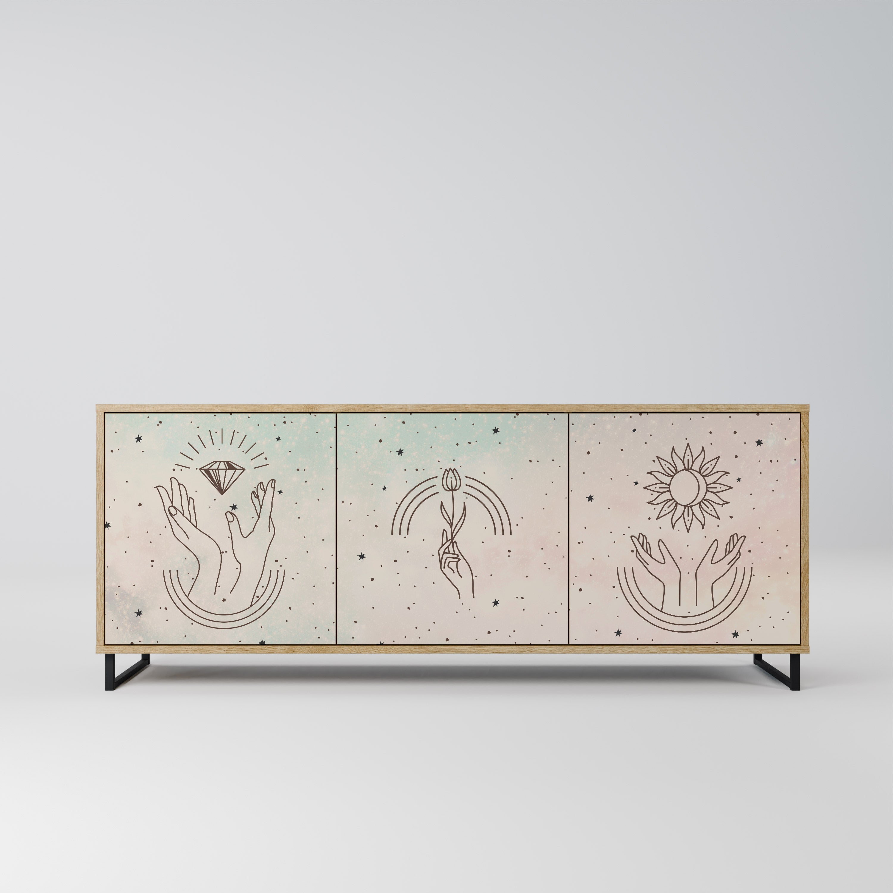 DELICATE BEAUTY Aparador de 3 Portas em Efeito Carvalho