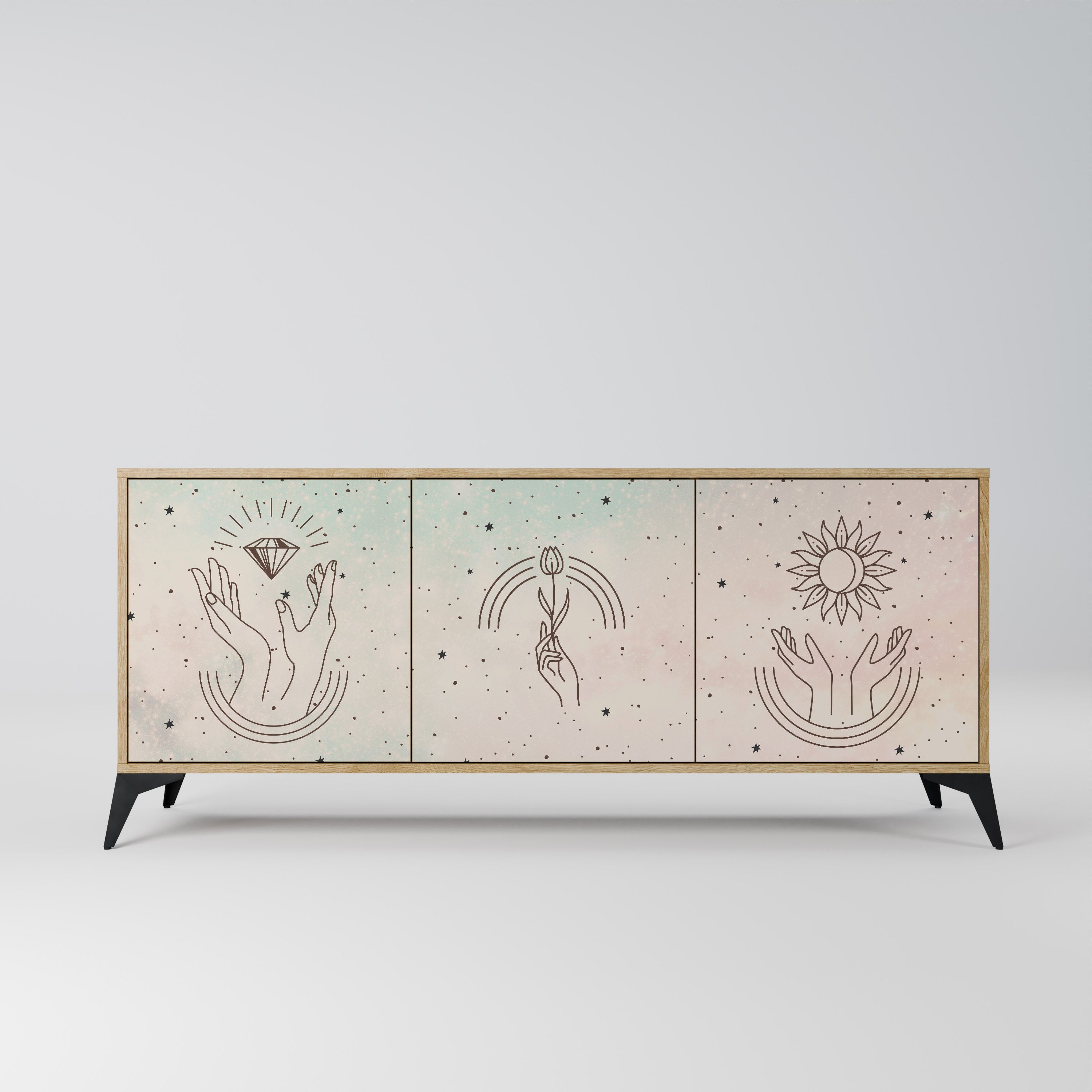 DELICATE BEAUTY Aparador de 3 Portas em Efeito Carvalho