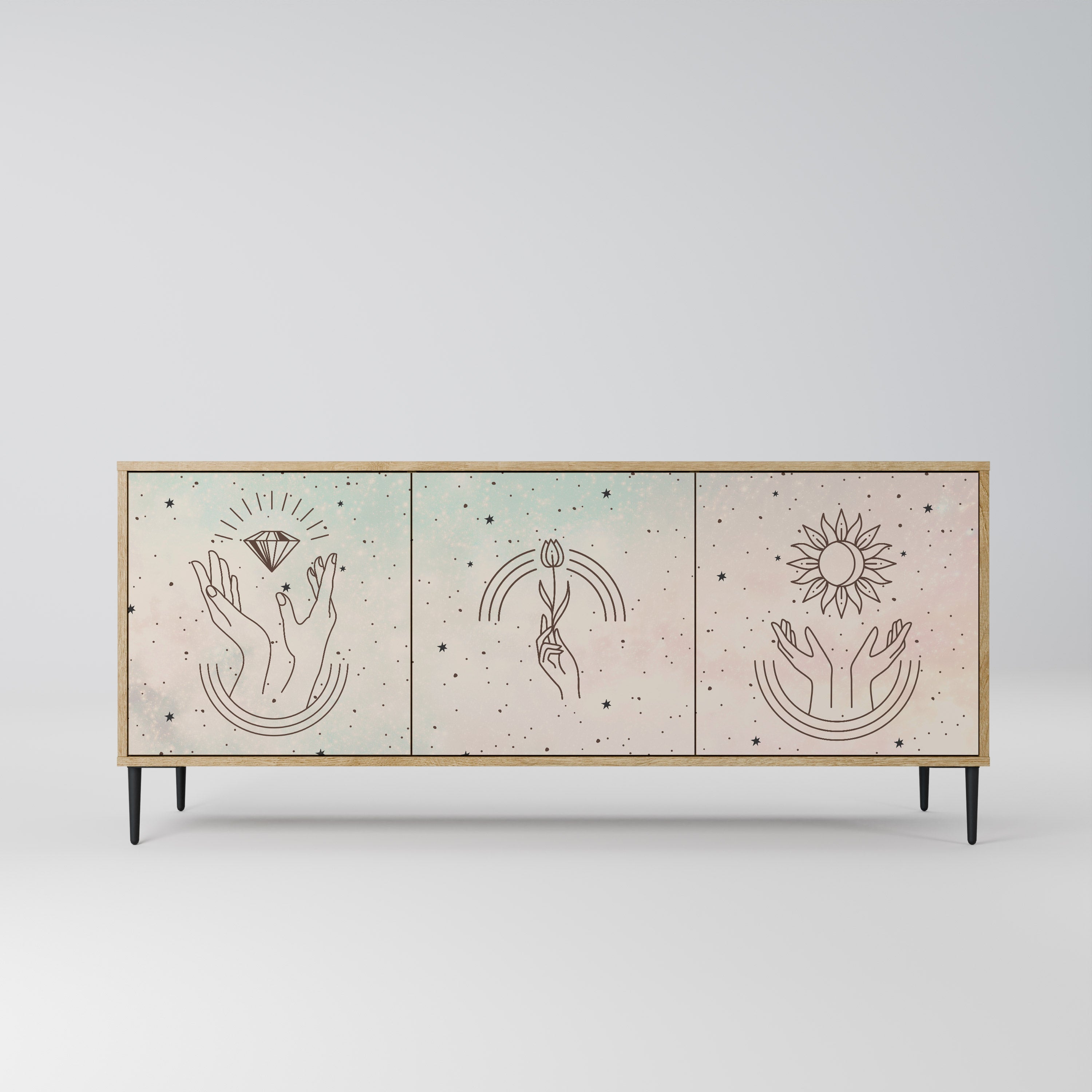 DELICATE BEAUTY Aparador de 3 Portas em Efeito Carvalho