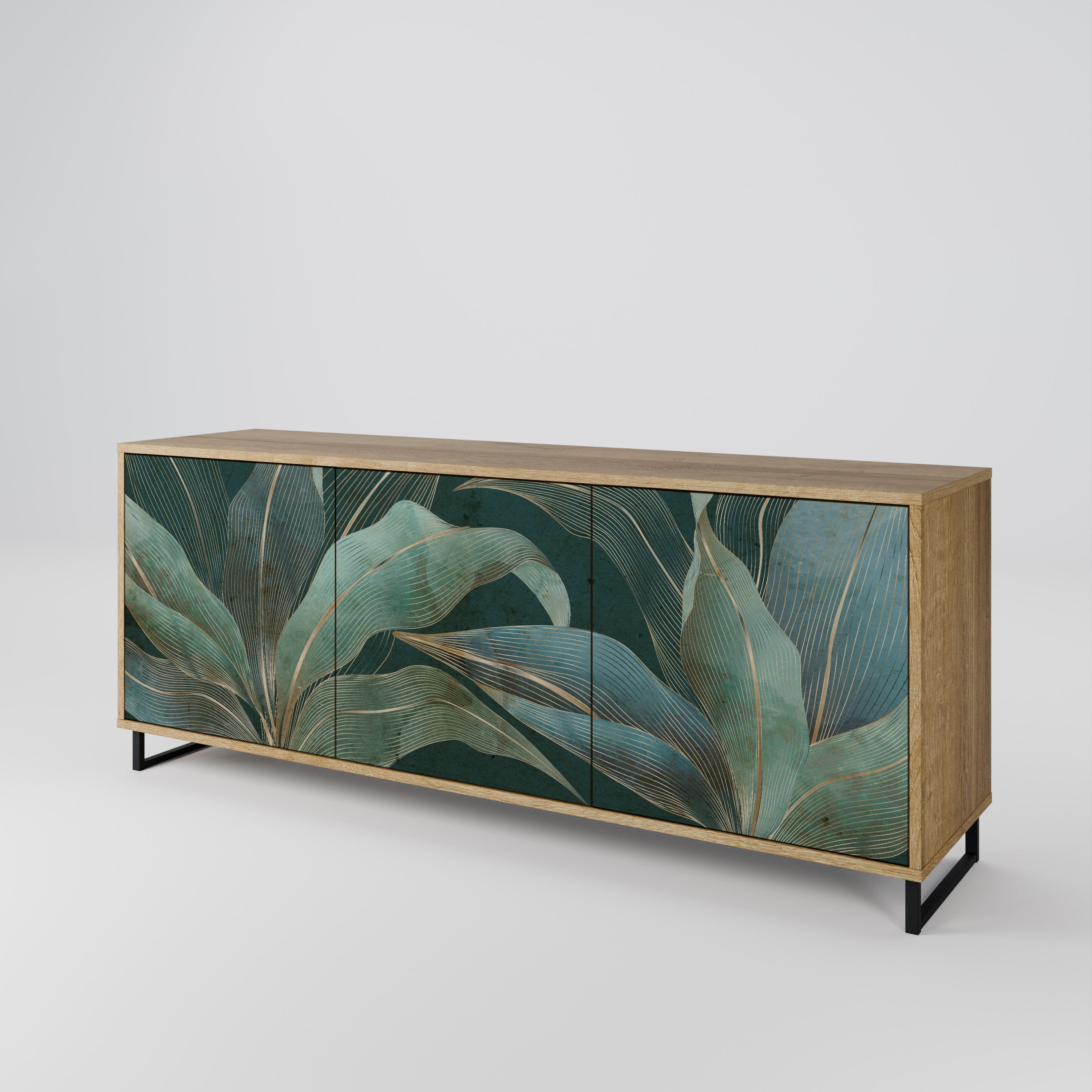 ROYAL GREEN 3-Door Sideboard in Oak Effect