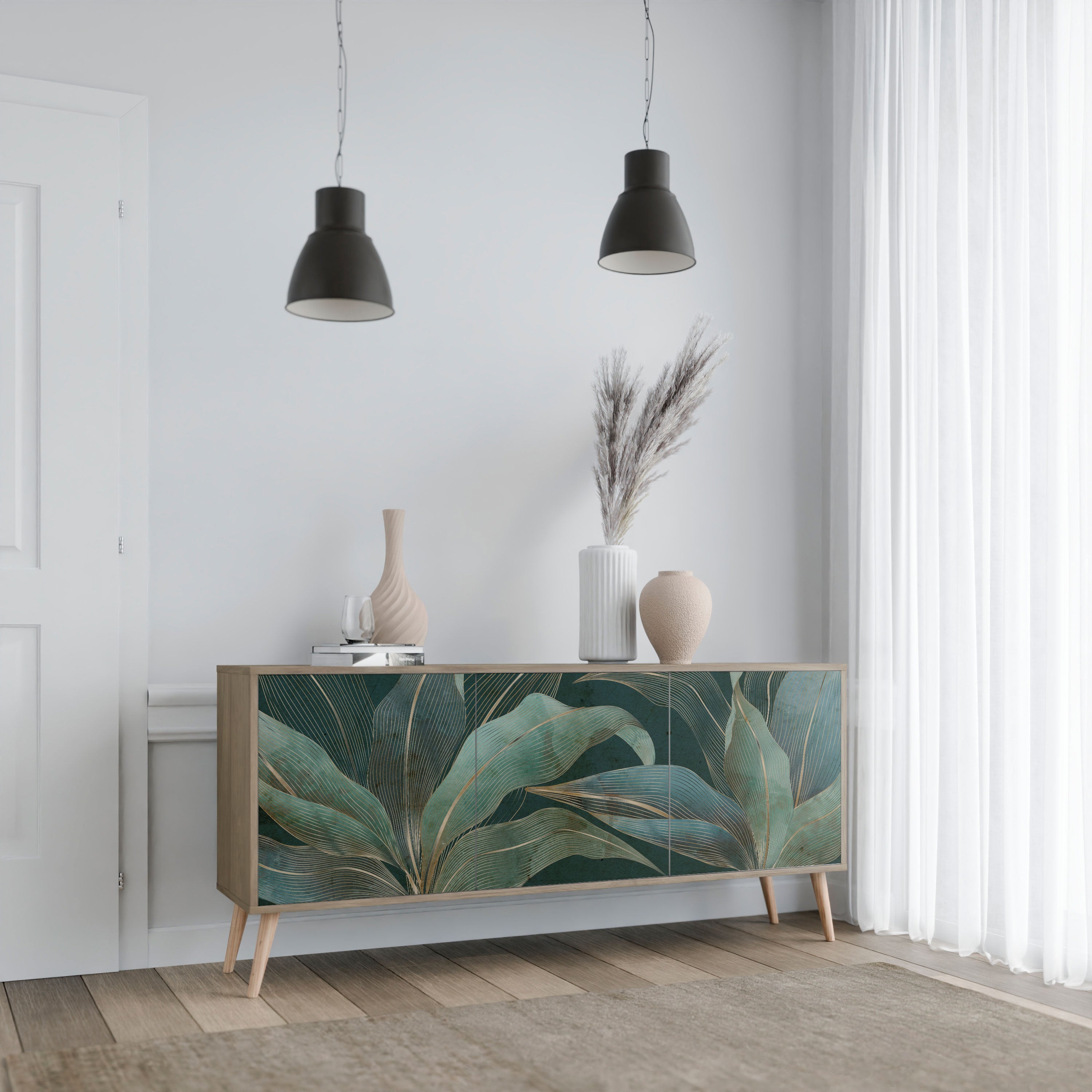 ROYAL GREEN Aparador de 3 Portas em Efeito Carvalho