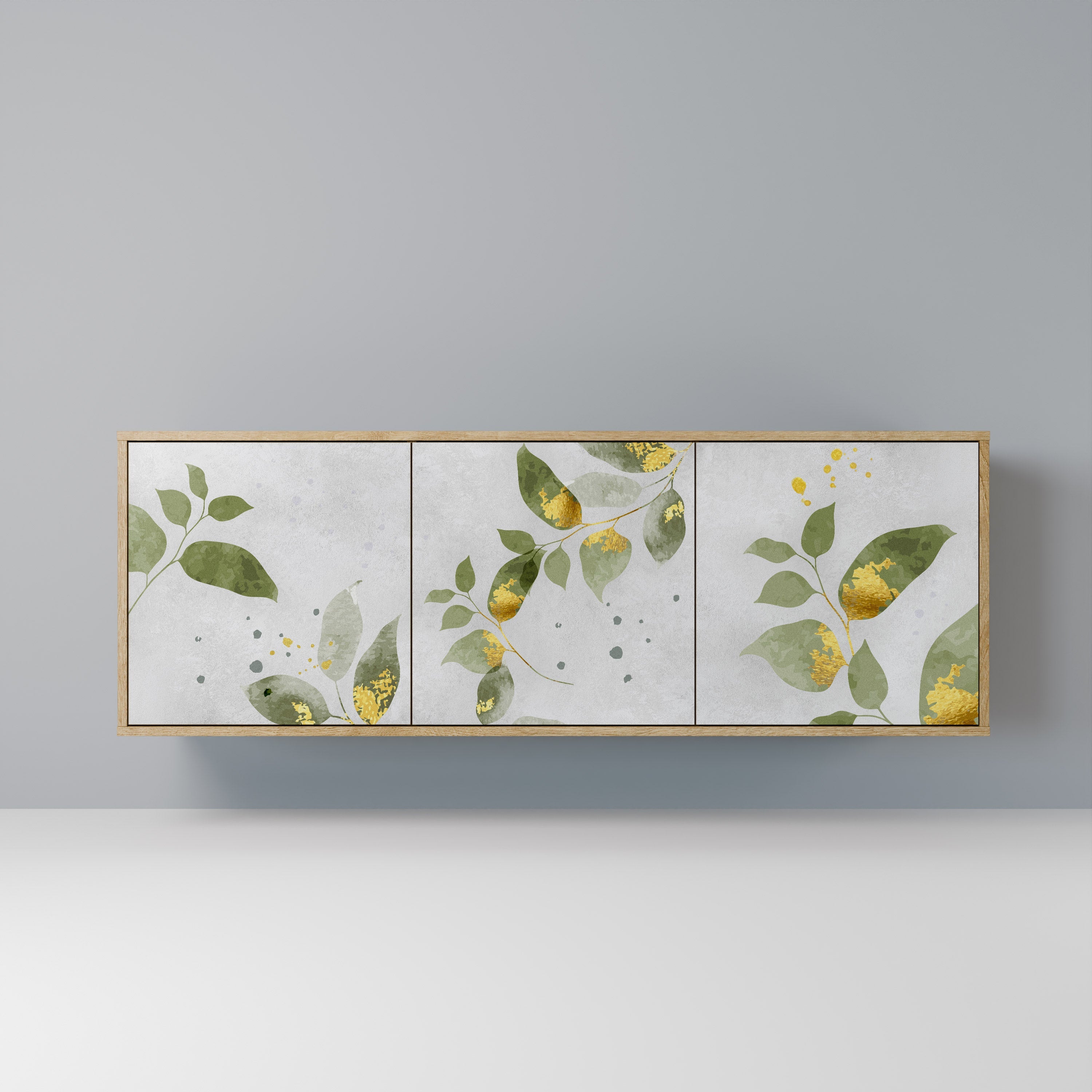 ELEGANT BOTANICS Aparador de 3 Portas em Efeito Carvalho