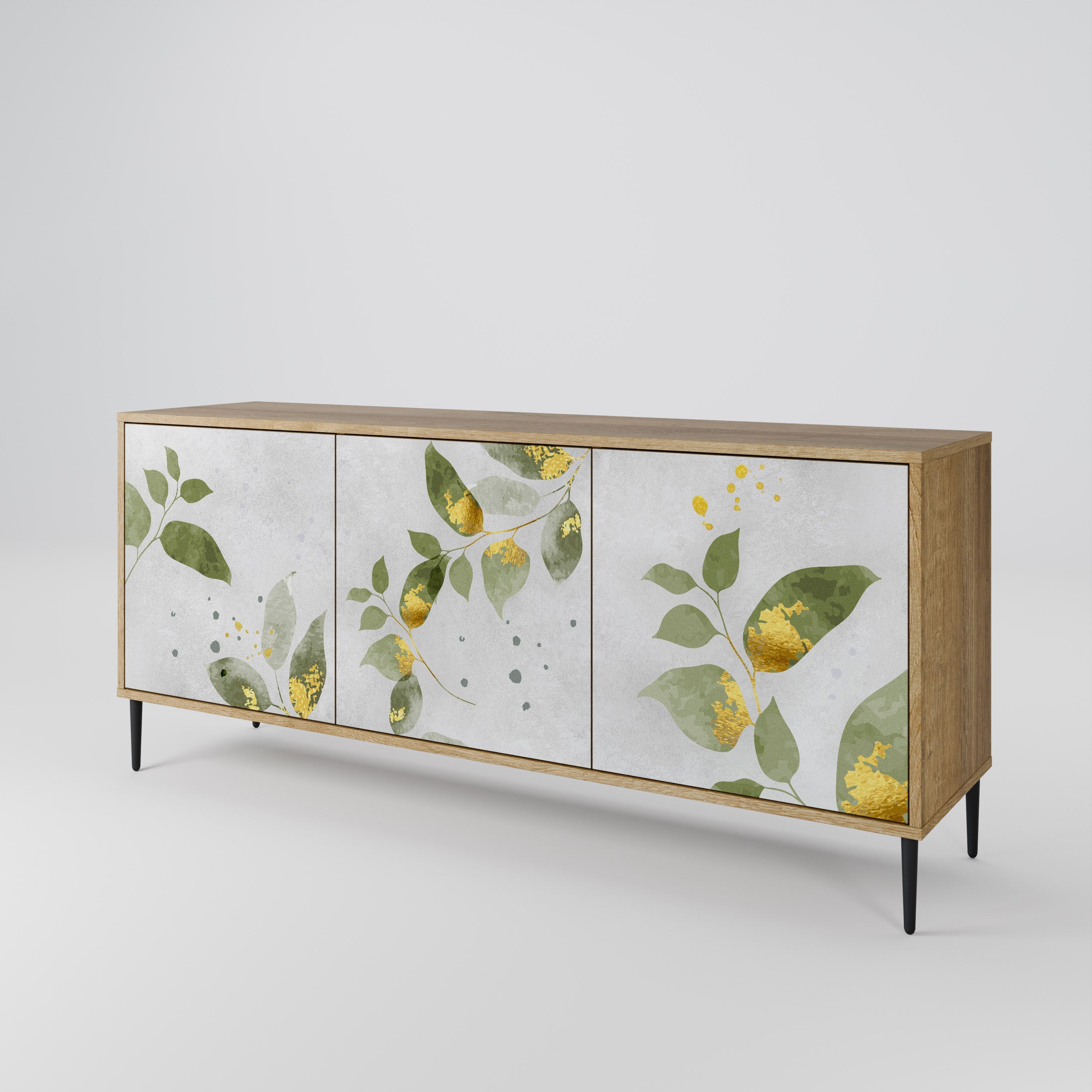 ELEGANT BOTANICS 3-Door Sideboard in Oak Effect