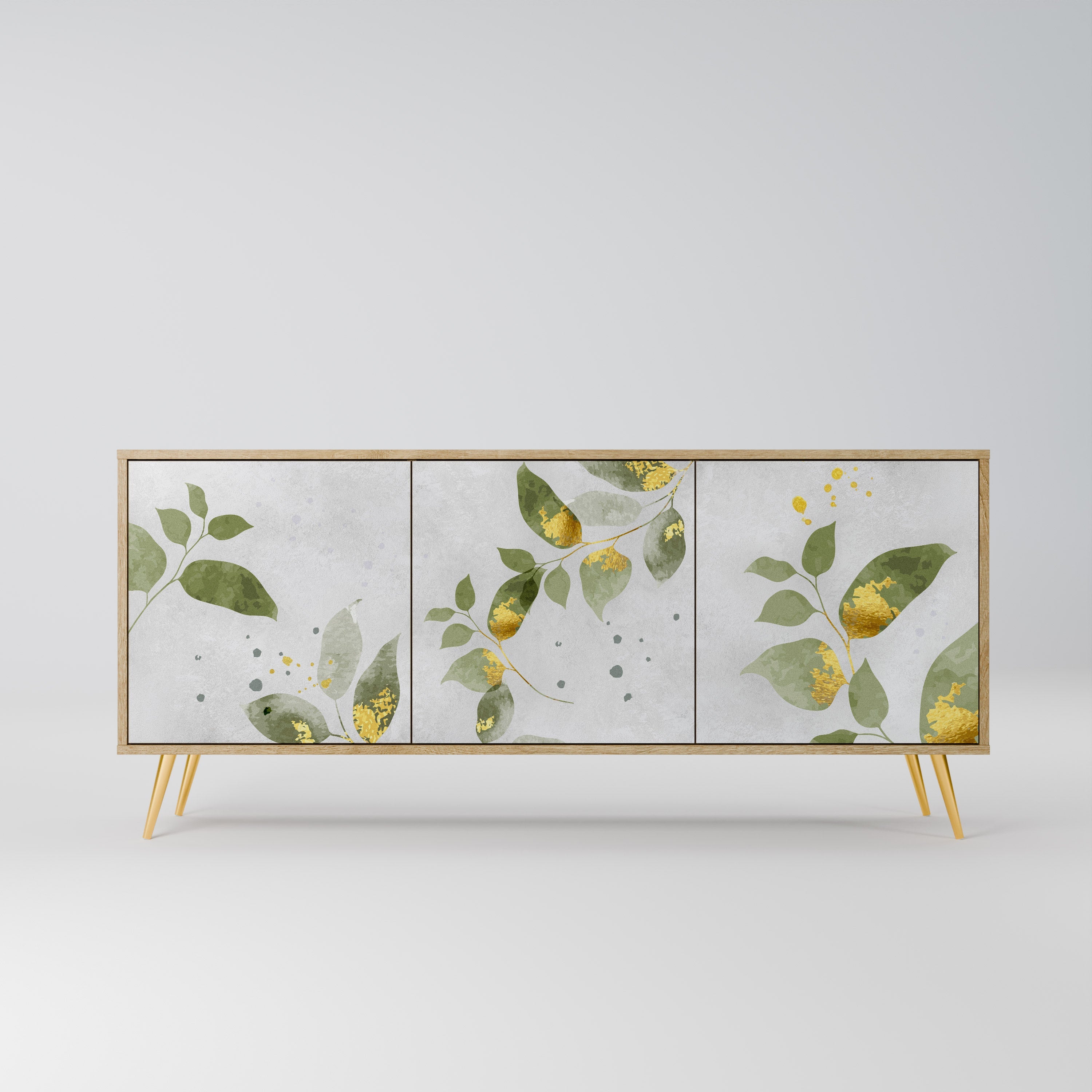 ELEGANT BOTANICS Aparador de 3 Portas em Efeito Carvalho