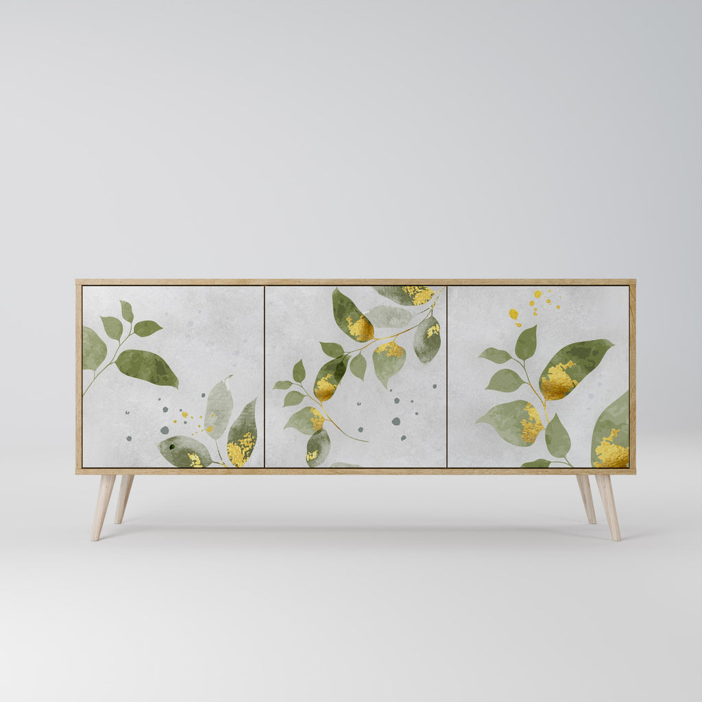 ELEGANT BOTANICS 3-Door Sideboard in Oak Effect
