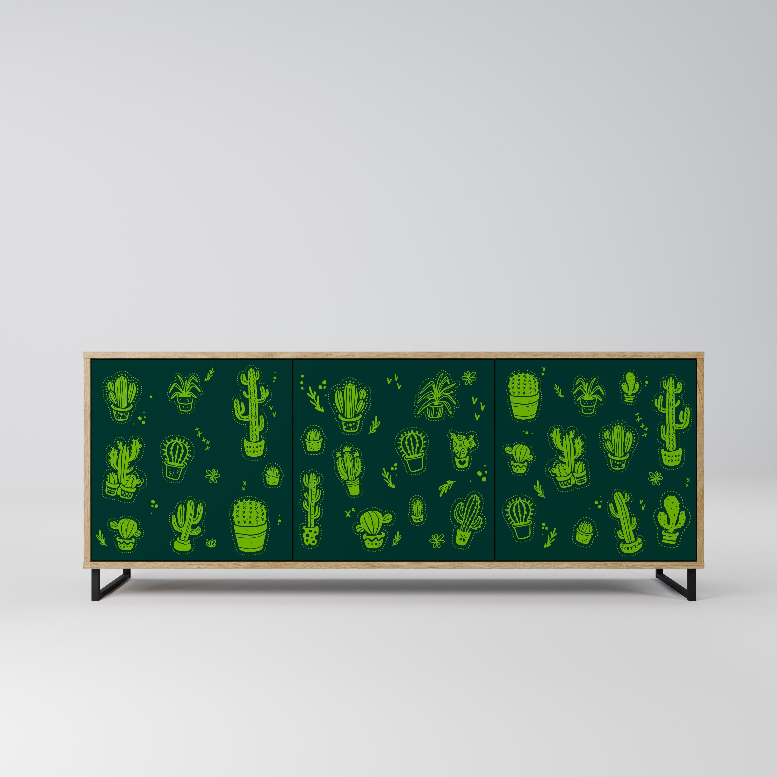 DESERT GREEN Aparador de 3 Portas em Efeito Carvalho