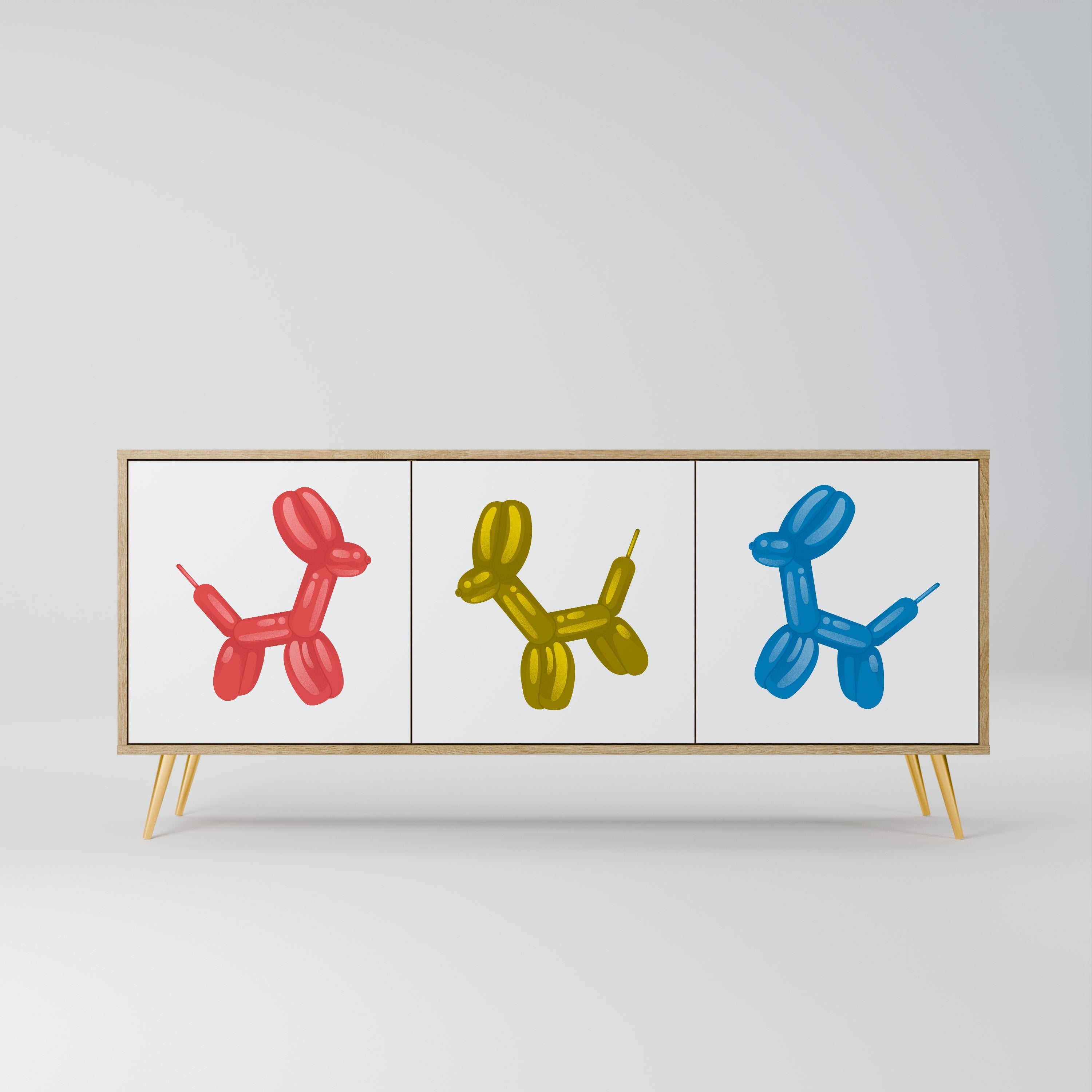 CHILDHOOD MEMORY Aparador de 3 Portas em Efeito Carvalho